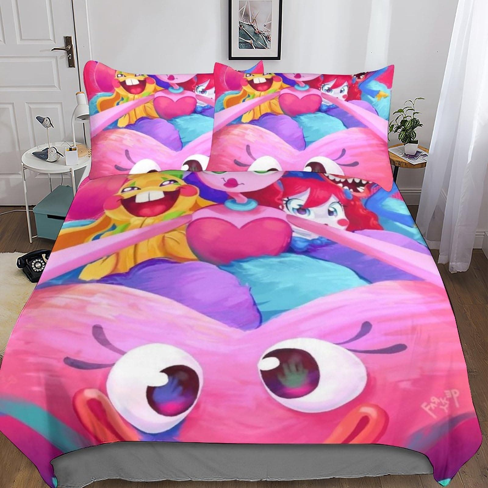 Poppy Playtime Duvet Cover Bedding Set For Teen Adult Comforter Game Player Quilt Cover 3D Print Bedclothes Bed With Pillowcases,Microfiber 3 Pieces Set with Hidden Zipper Closure Double（200x200cm）