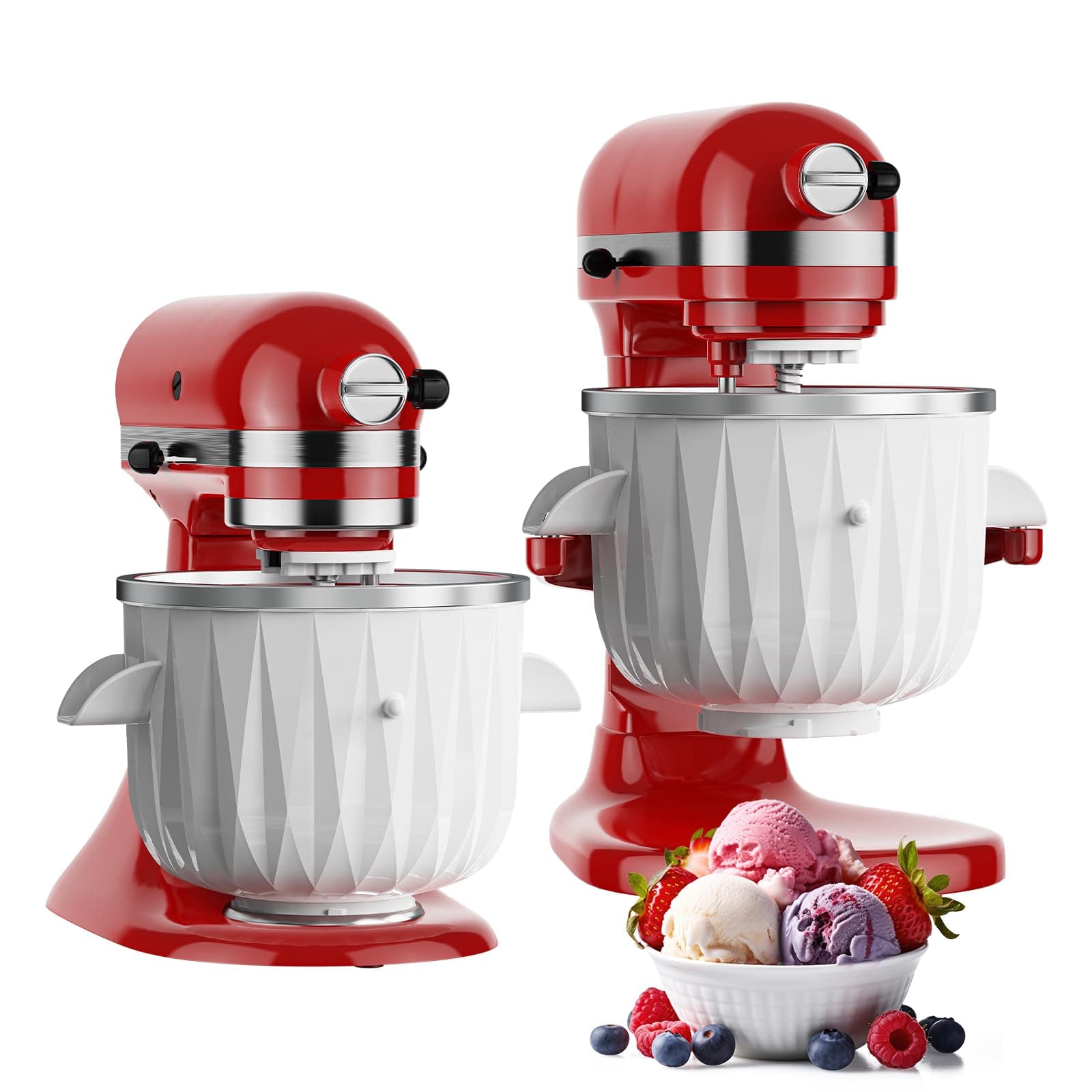 Ice Cream Maker Attachment for KitchenAid Stand Mixers, Ice Cream Bowl Suitable for 4.5QT and Larger KitchenAid Stand Mixers, 2 Quart Frozen Yogurt, Ice Cream, and Sorbet Gelato Maker