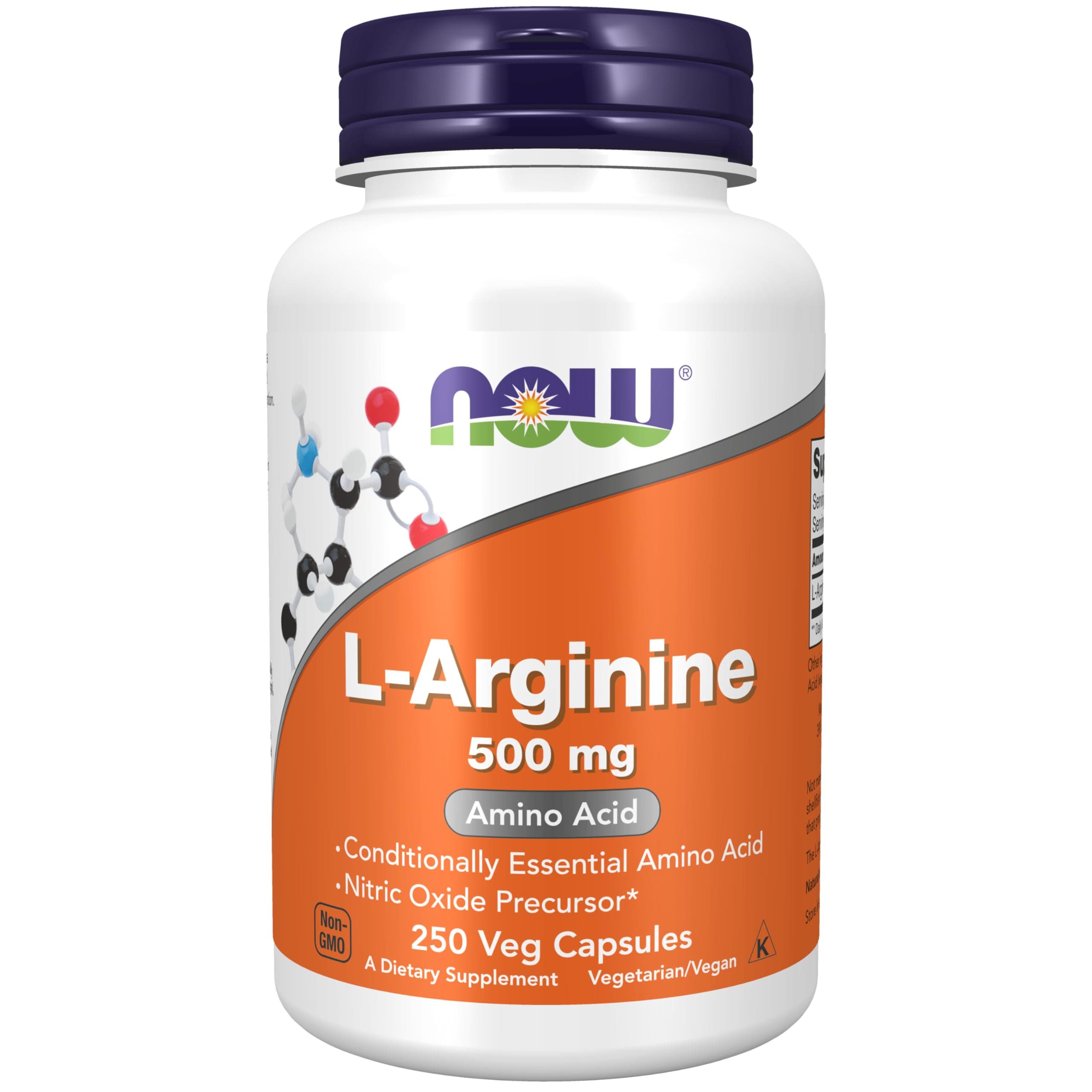 NOW L-Arginine 500 mg, 250 Capsules