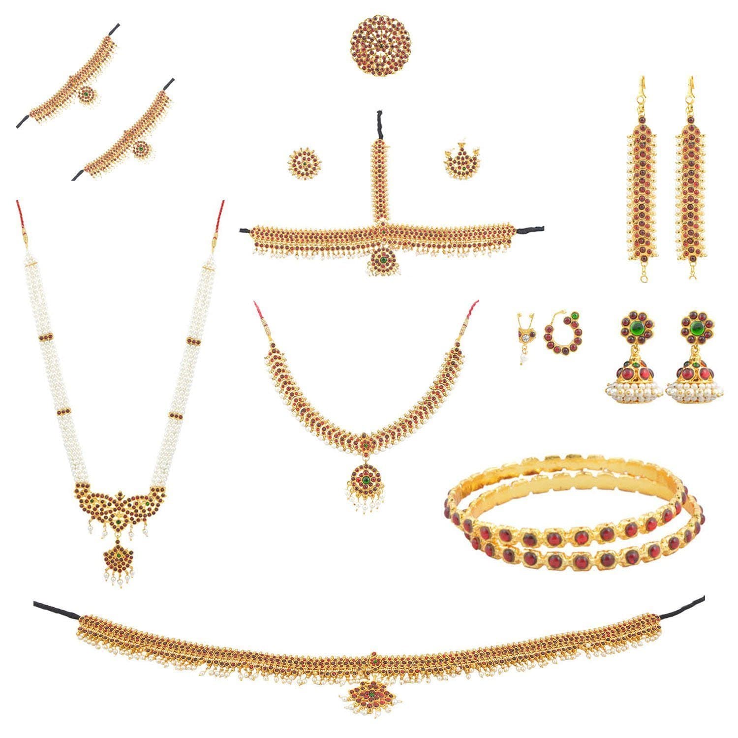 Women's Bharatanatyam Full Set (10 Items) Multi-Colour