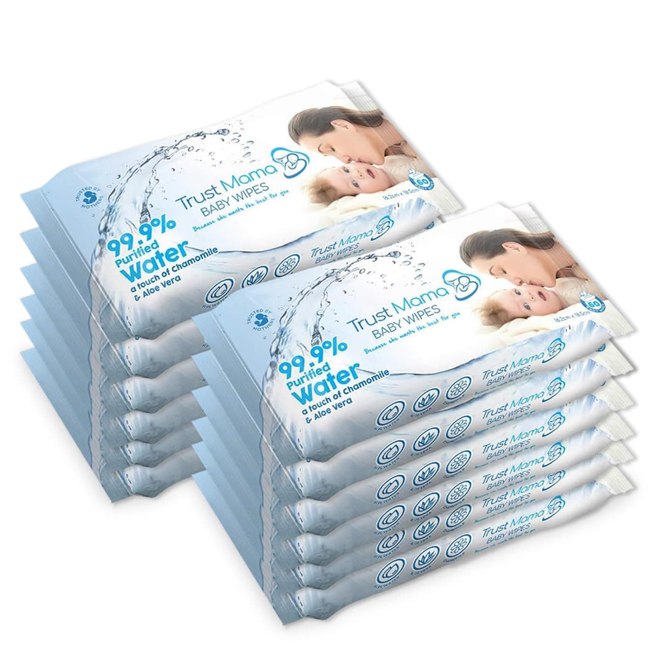 Trust Mama Baby Wipes 99.9% Purified Water Natural Wipes for Sensitive Skin (...