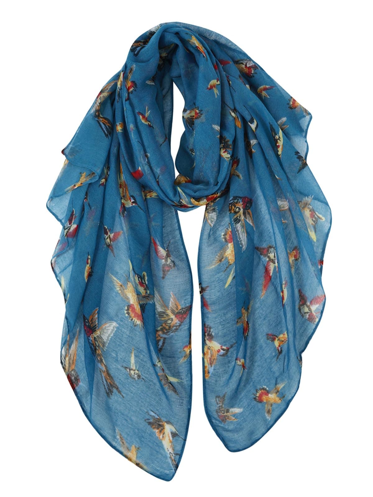 Scarfs for Women Lightweight Floral Birds Print Cotton Scarves and Wraps for Spring Shawl Boho Scarf
