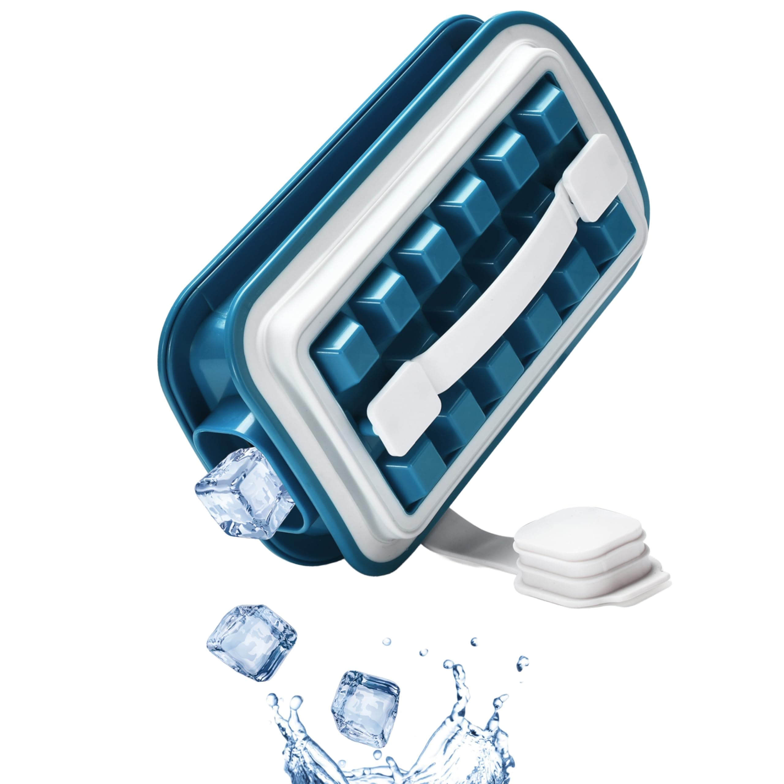 Hydrate Bottles Ice Tray with Lid - Plastic Ice Cube Maker - Ice Breaker Pop Tray - Space Optimal Design Ice Maker Tray for Small Freezer - No-Spill Ice Tray for Clean and Fresh on Demand - Green