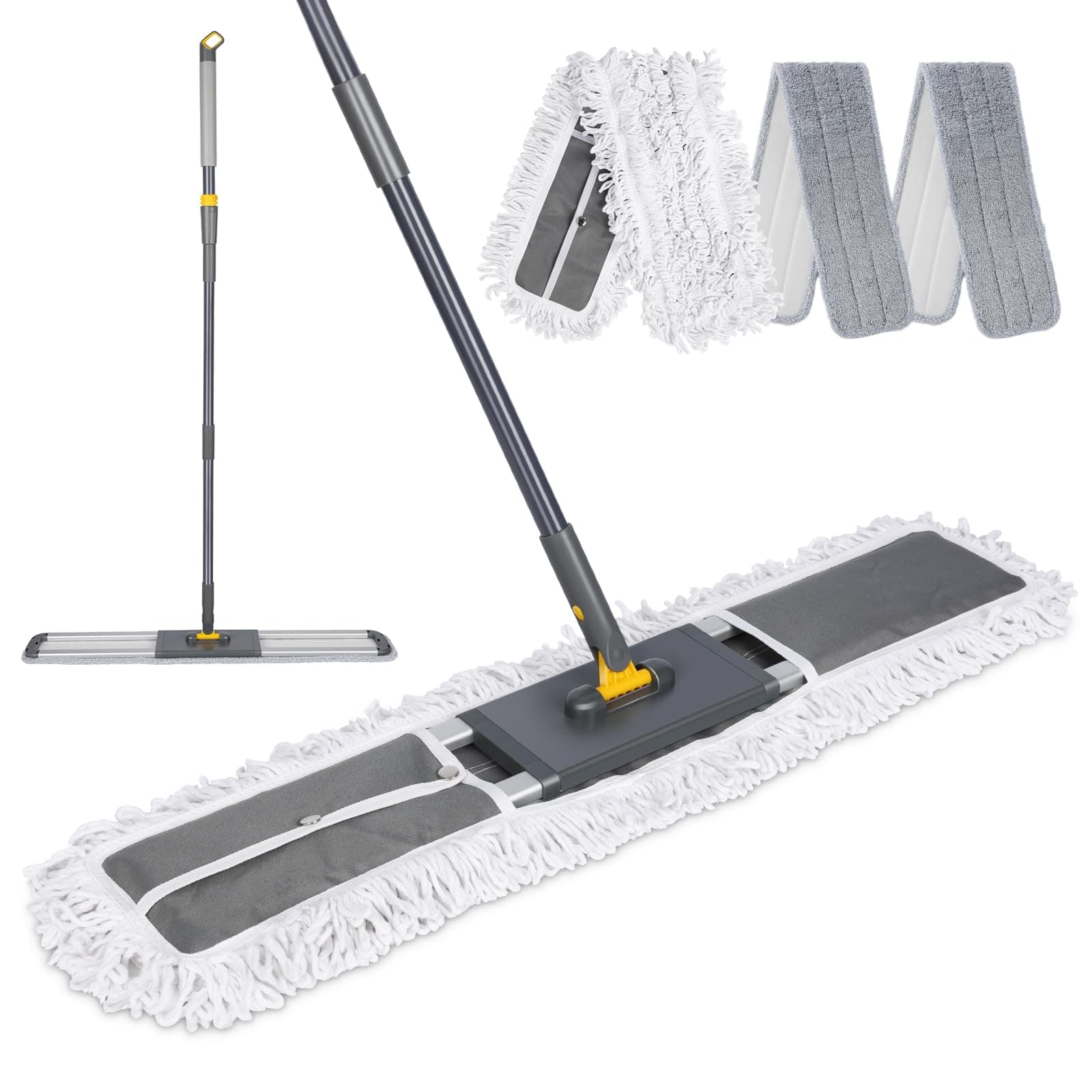 36" Commercial Dust Mops for Floor Cleaning, Masthome Professional Industrial Mop with 3 Pads, Heavy Duty Commercial Mop with 62'' Long Handle,Large Floor Mops for Office Garage Warehouse Factory Mall