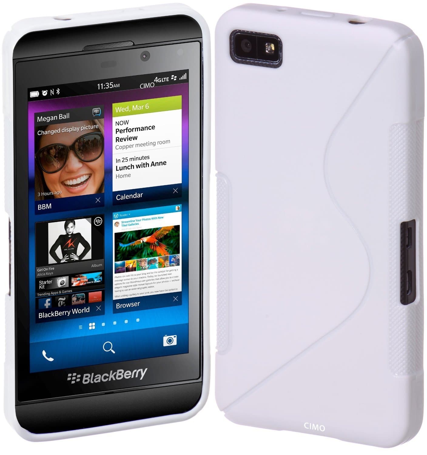 Premium Colorful S-Line Flexible TPU Gel Case for BlackBerry Z10 by Milam Dairy Wireless® (White)
