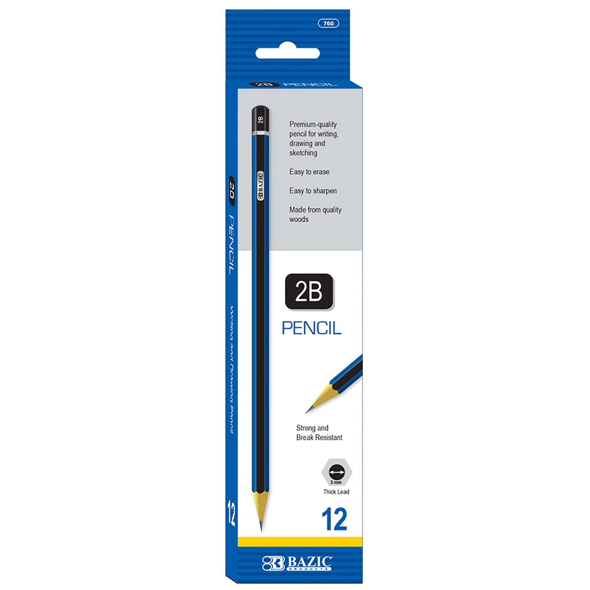 BAZIC Products#2B Premium Wood Pencil, Blue, 12 Per Pack