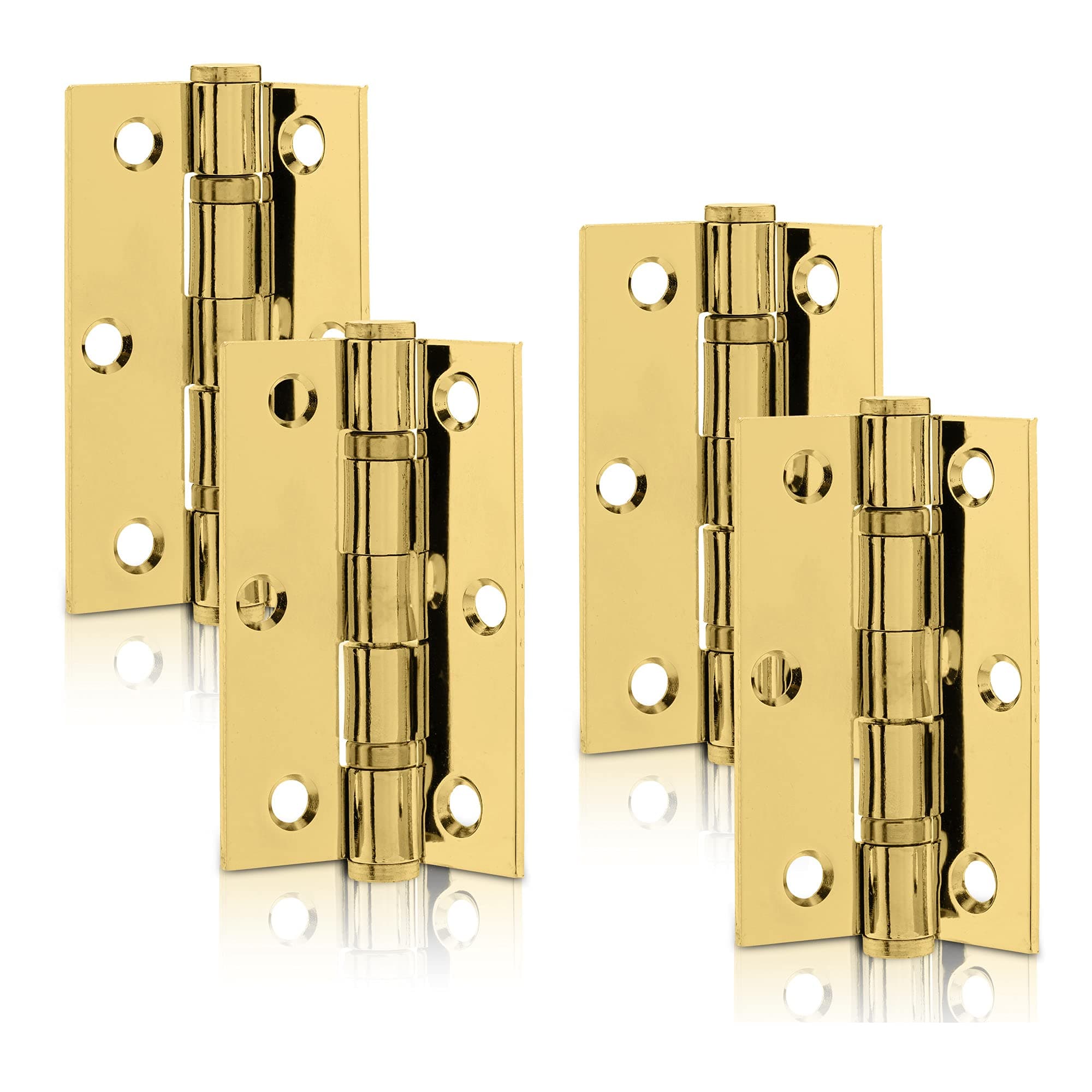 XFORT 3 Inch (75mm) Steel Fire Rated Internal Door Hinges, Polished Brass Hinge for Fire Door, Ball Bearing Hinge for Internal Use in Residential and Commercial Buildings Grade 7 (2 Pairs)