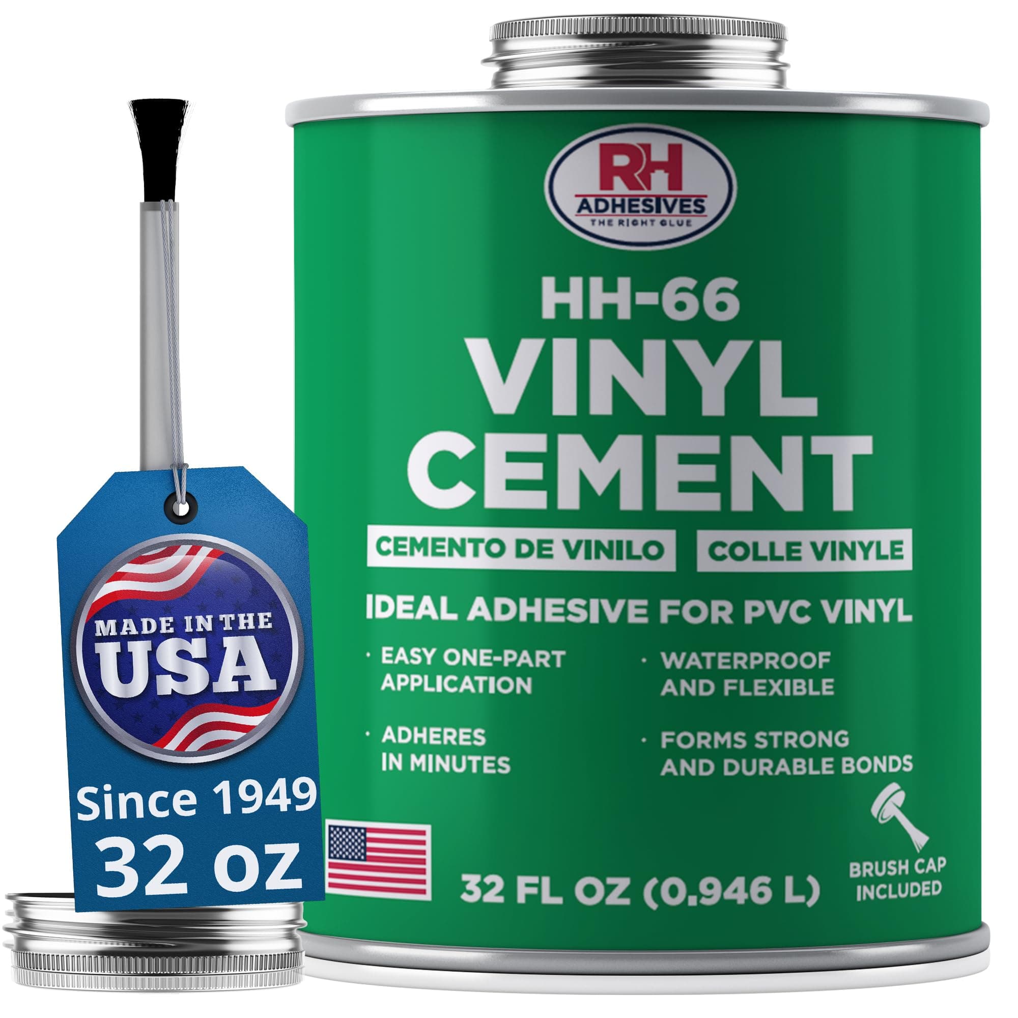 HH-66 Vinyl Cement 32 oz - Vinyl Adhesive, Cement Glue, Industrial Contact Cement for PVC & Vinyl Repair - Waterproof Flexible Vinyl Glue for Tarps, Pool Liners, Inflatables & Marine – RH Adhesives