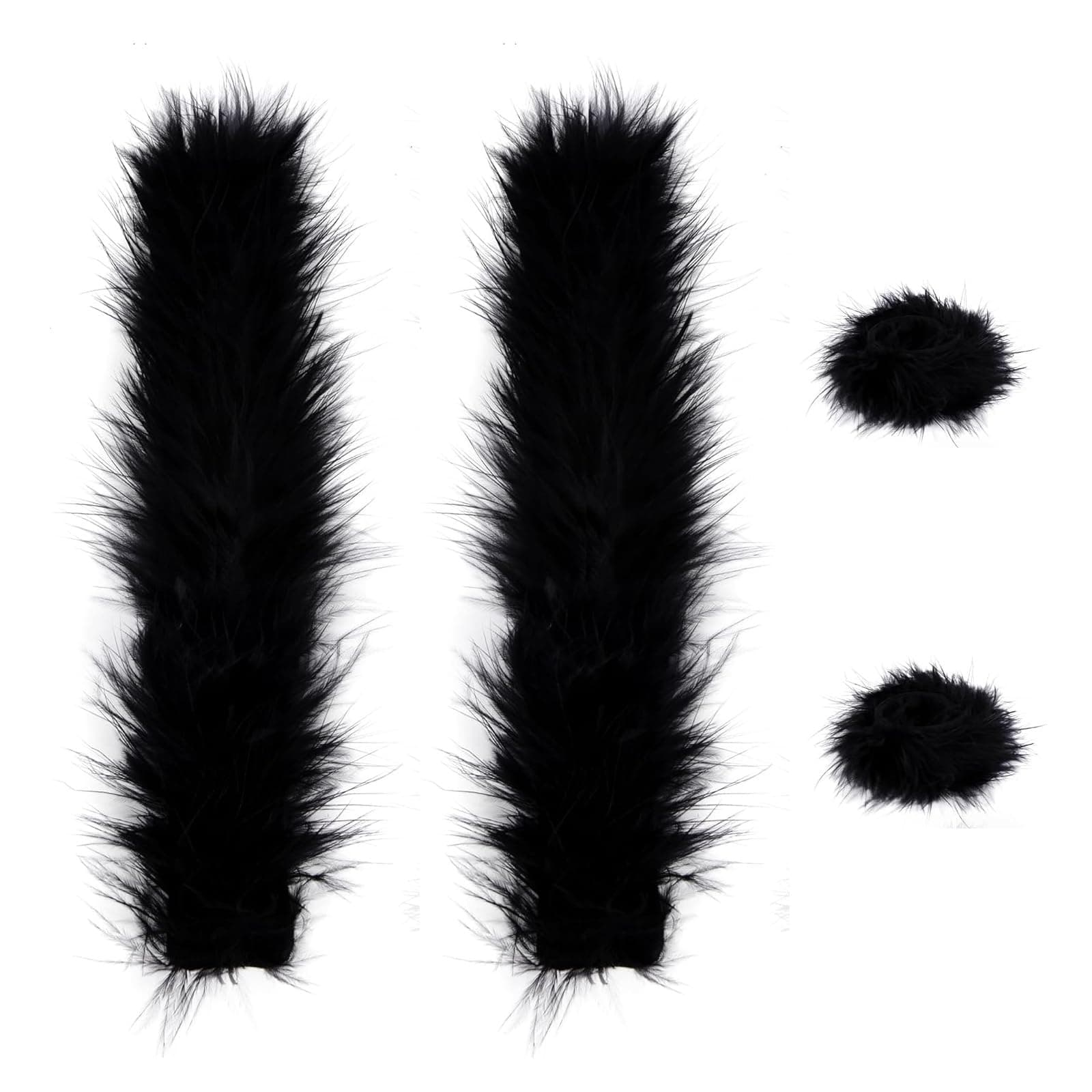 OldPAPA2 PCS Soft Fur Wristband Feather Slap Bracelet, Wristband Wrist Ankle Cuff Furry Bracelets for Women Halloween Cosplay Christmas Party