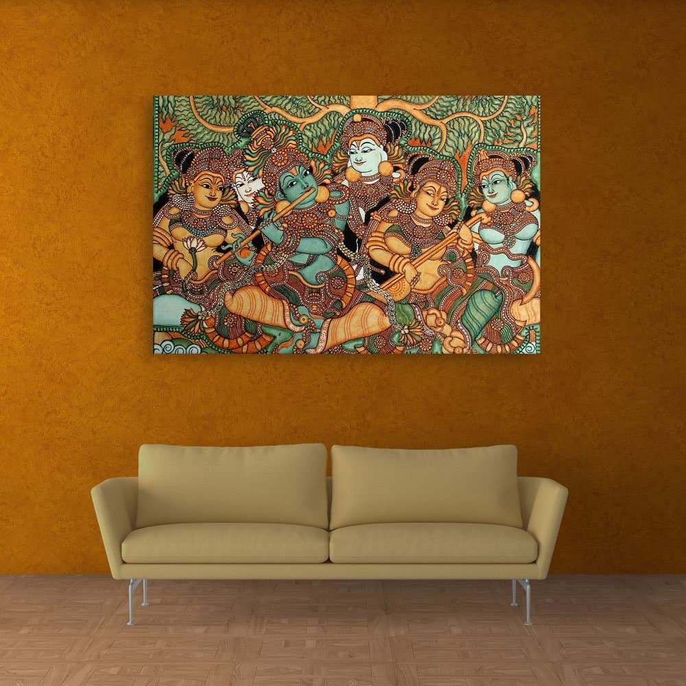 InephosUnframed Canvas Painting Kerala Mural Art Wall (91x61cm)