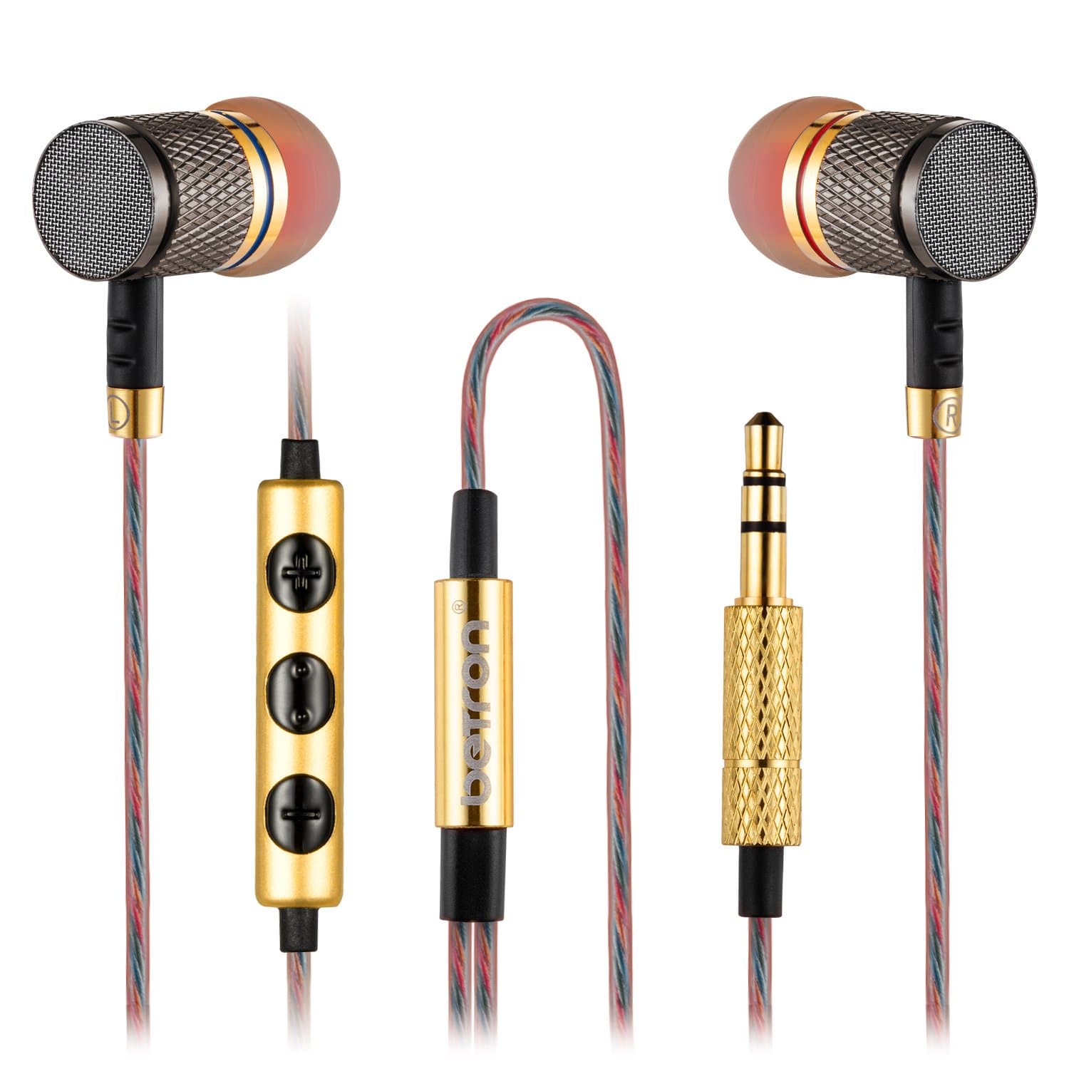 Betron YSM1000 in Ear Headphones Wired Earphones with Mic Microphone Volume Control Stereo Ear Buds Deep Bass Case 3.5mm Jack for Android Devices