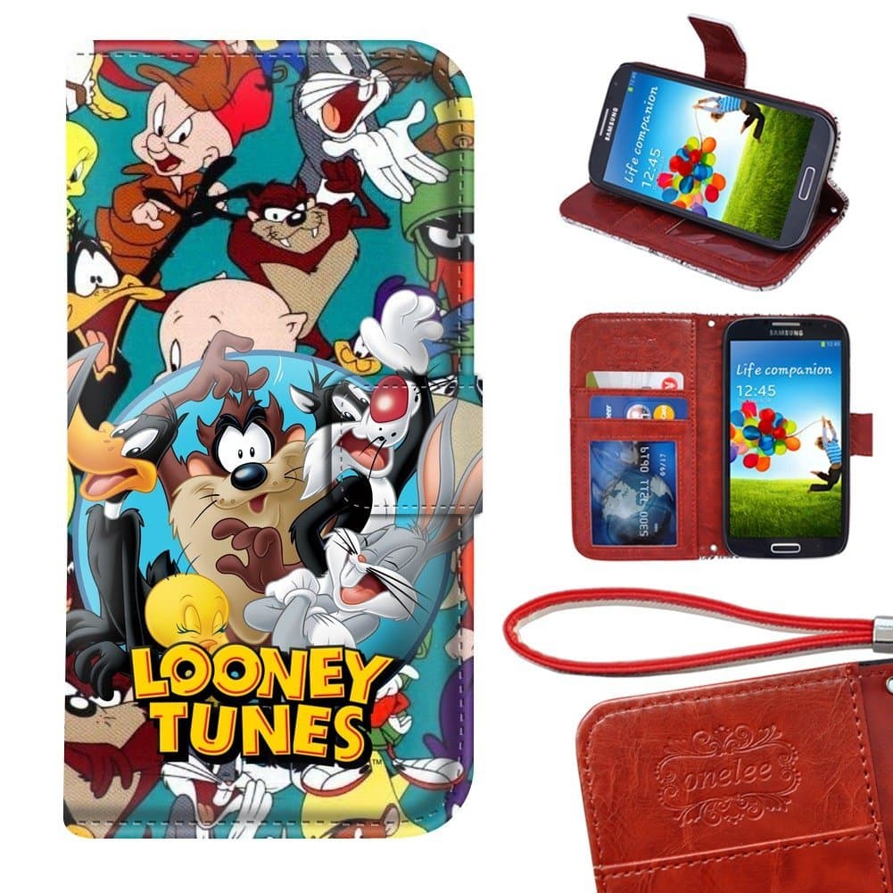 Customized PU Leather Popular Design Looney Tunes Samsung Galaxy S4 Mini Wallet Case With Card Slots