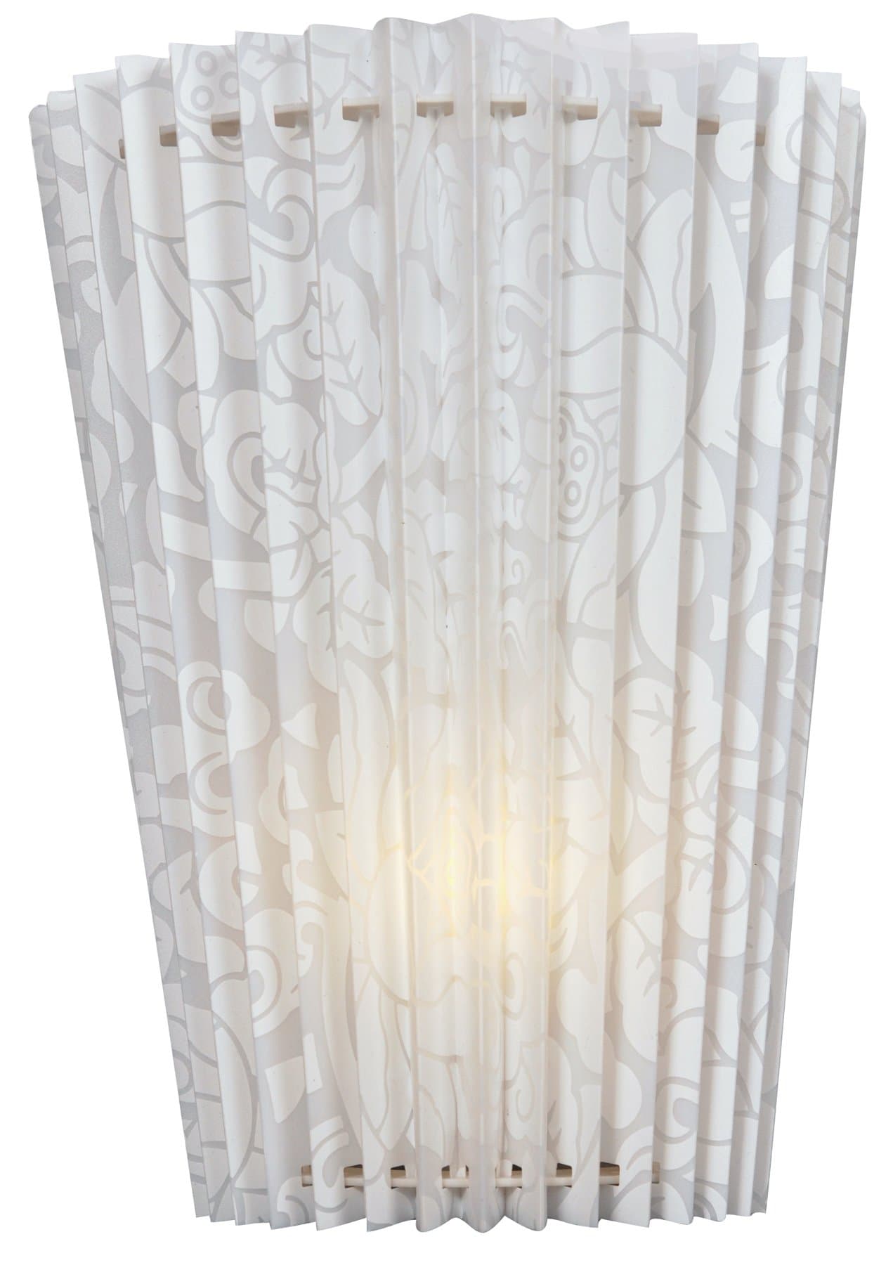 Exciting Lighting DS8100 Battery Powered White Faux Lace Fan Fold White Acrylic Wall Sconce