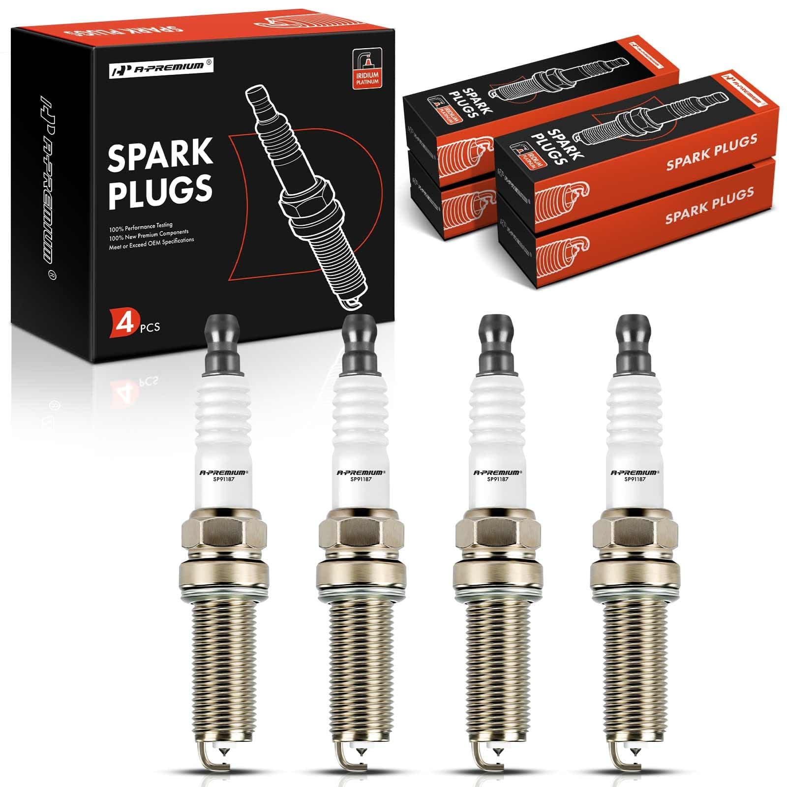 A-Premium Iridium Platinum Spark Plugs Compatible with Nissan Altima 2007-2013, Rogue, Rogue Select, Sentra, Versa, Versa Note, Frontier, NV200 & Chevrolet City Express & Suzuki Equator, Pack of 4