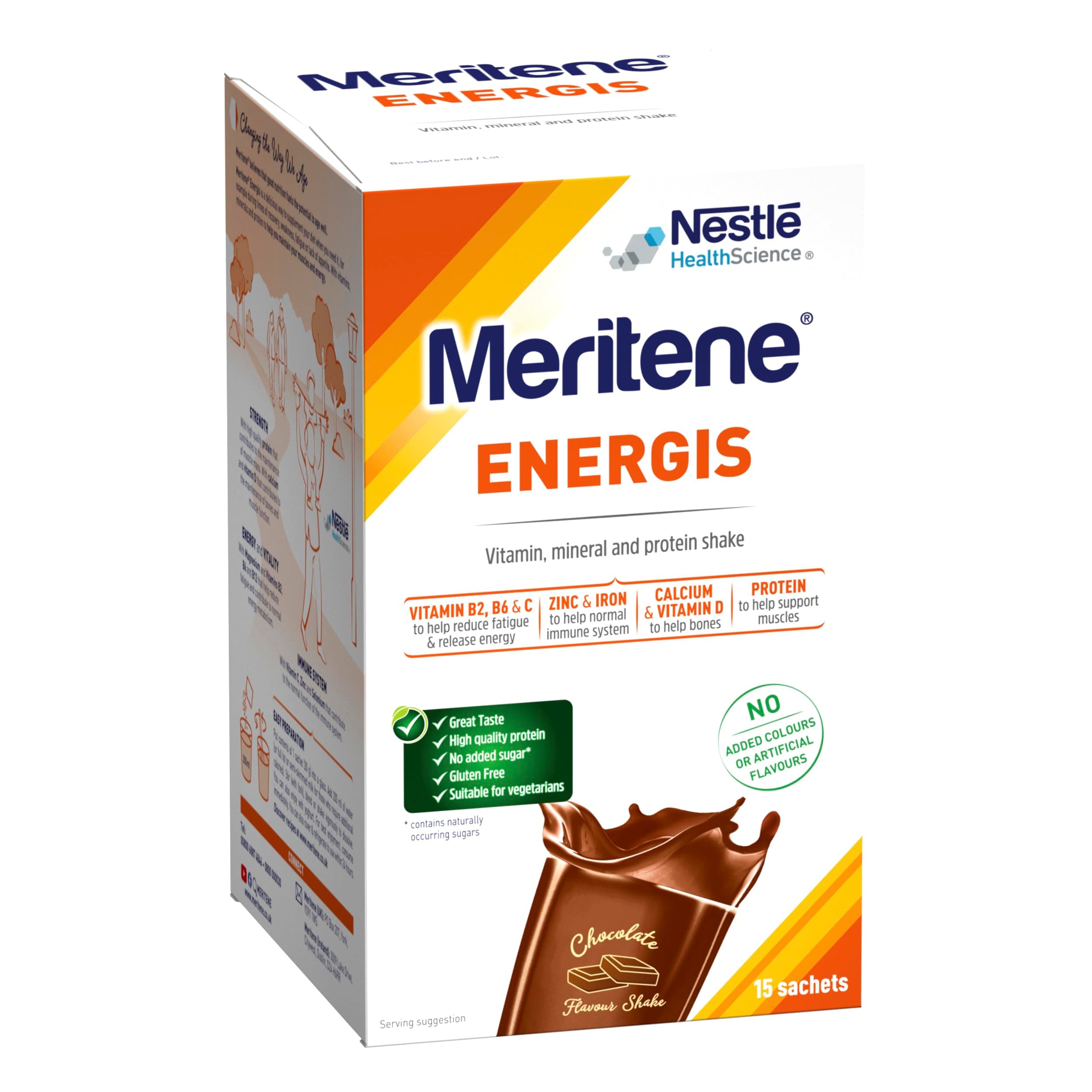 – Energis Chocolate Protein Shake | 30g Powder Sachets, Pack of 15 | Nutritional Support Mix with Proteins and Minerals | With Vitamin D, B & K