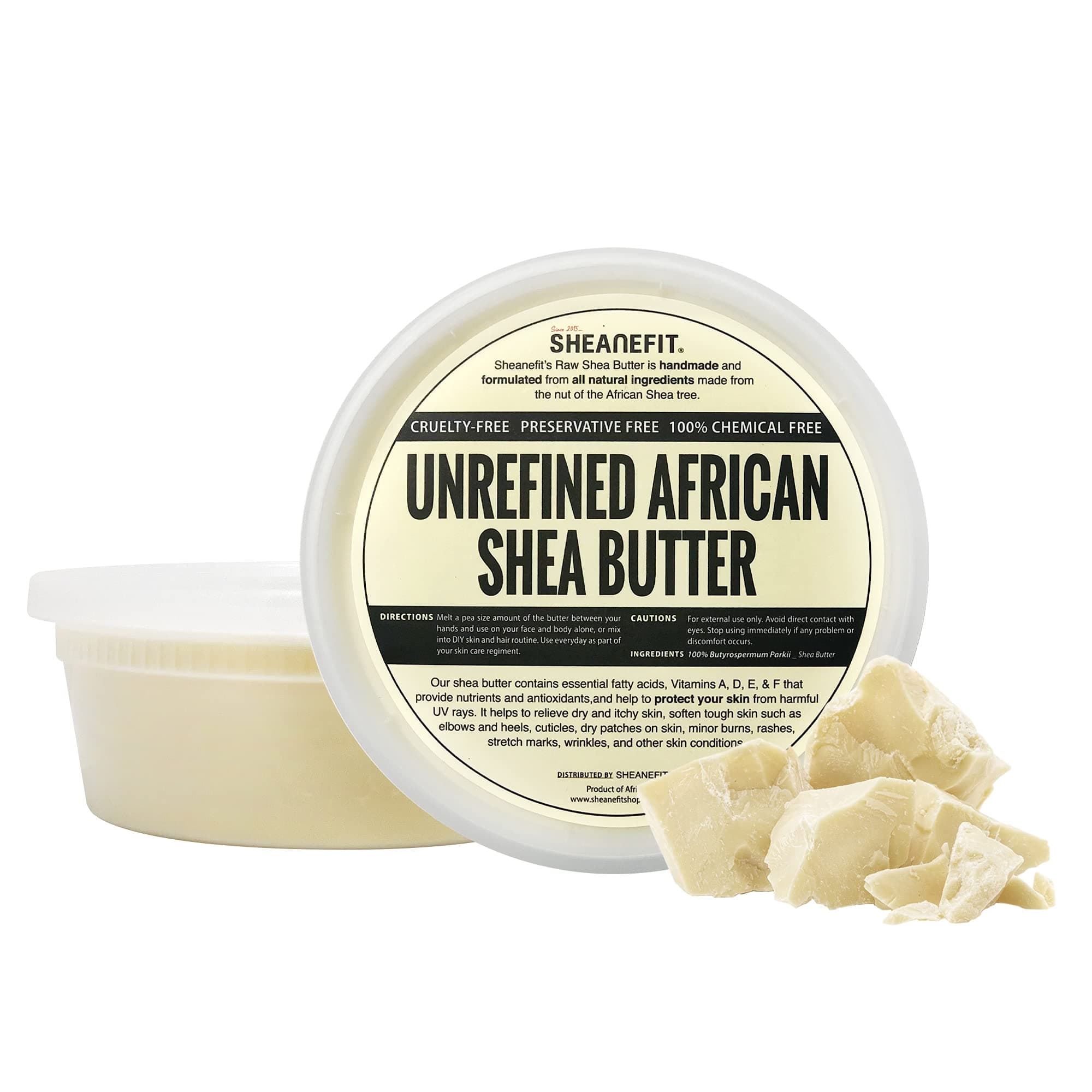 Sheanefit Raw Unrefined African Shea Butter, Natural Body Butter, Soft & Smooth Daily Moisturizer For Face & Body Ivory 8oz (Pack of 1)