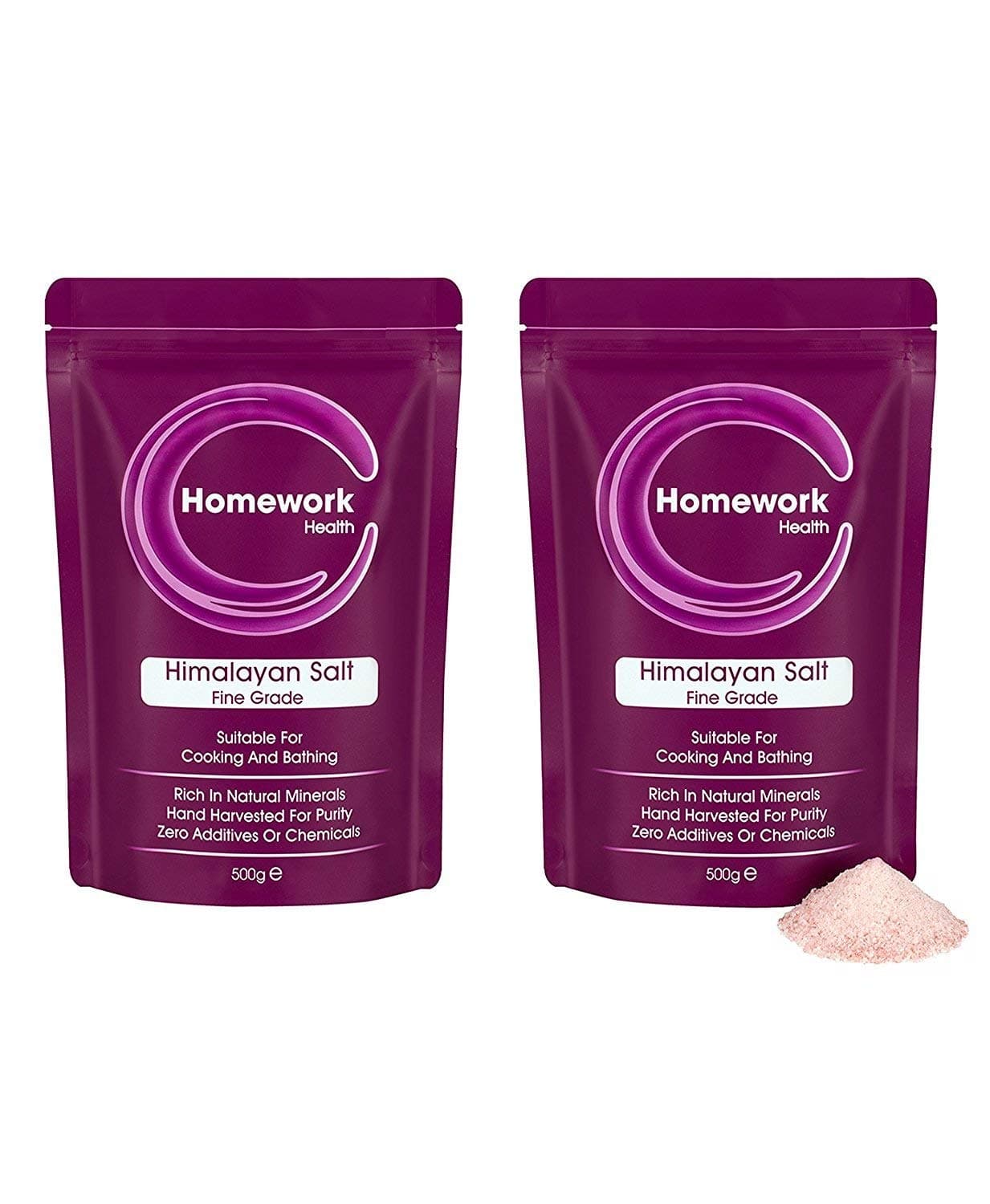 Clearwave Health Himalayan Pink Salt Fine Grade 1kg (2 x 500g) Zero Additives Suitable for Cooking and Detoxification