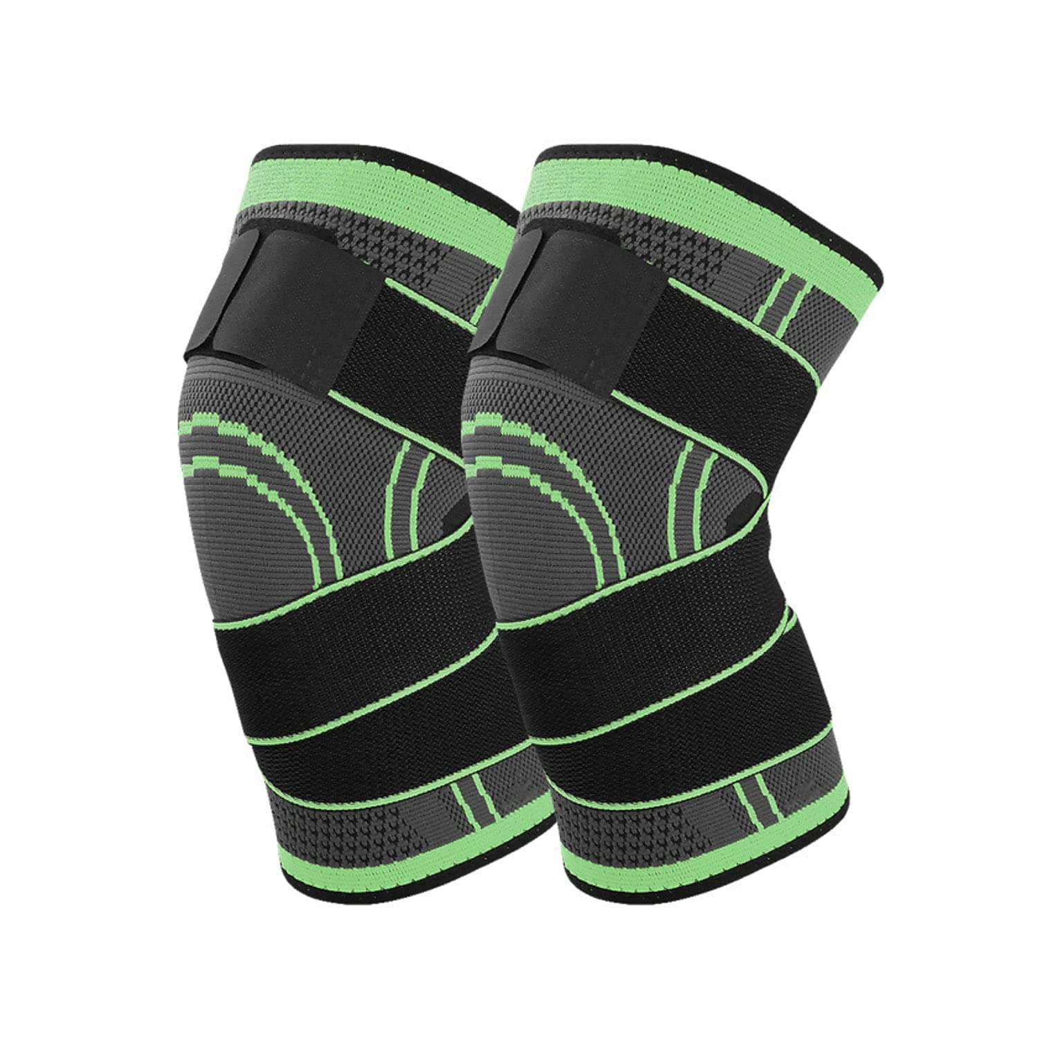 Davidamy's gift Knee Brace Knee Suport for Running & Gym Work etc., Knee Compression Sleeve for Joint Pain and Arthritis Relief, Improved Circulation Compression-Pack of 2 (Green, X-Large)
