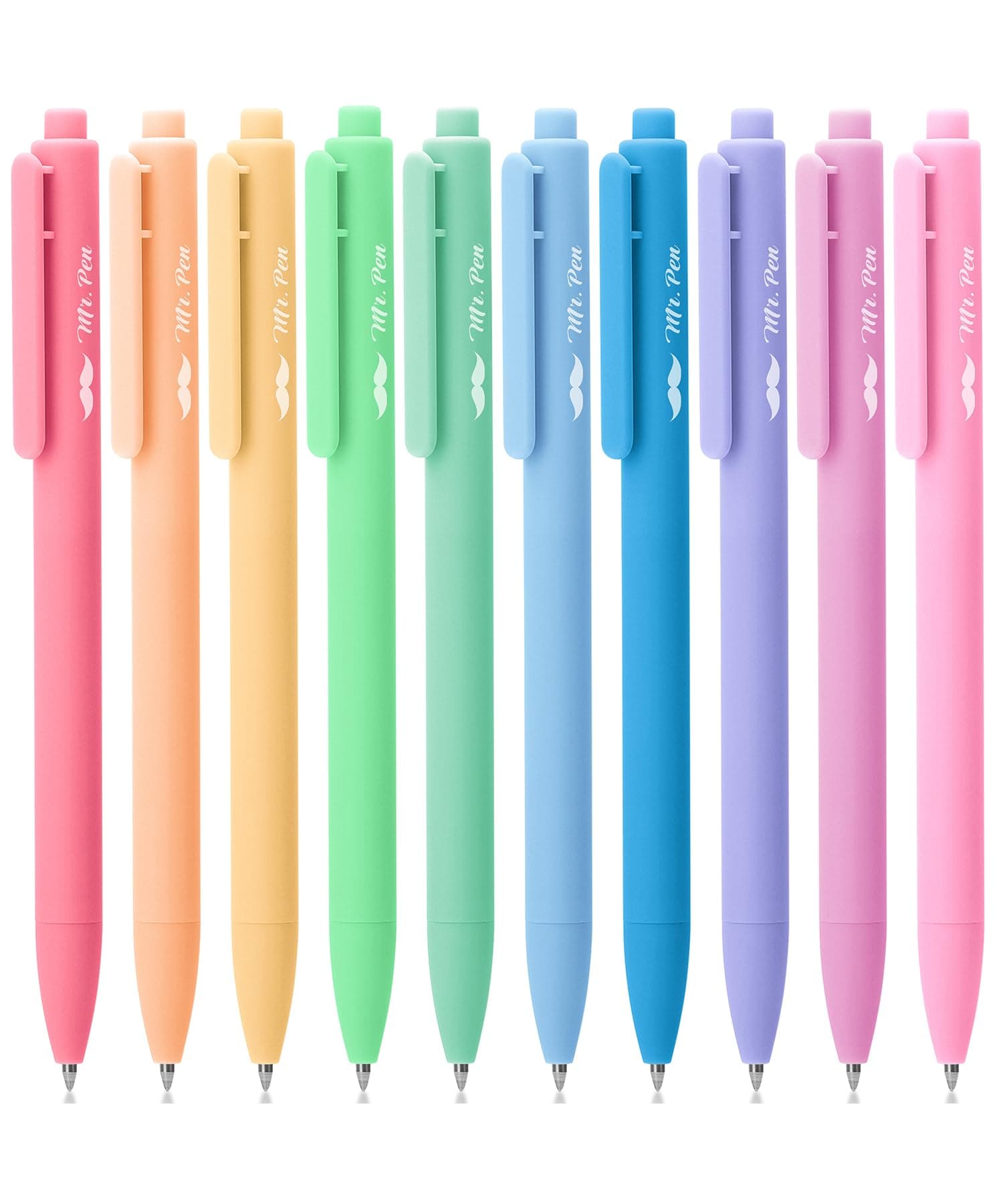 Mr. Pen- Retractable Gel Pens, 10 Pack, Color Ink Gel Pens Fine Point, Pastel Colors, 0.7mm Fine Point, Back to School Supplies