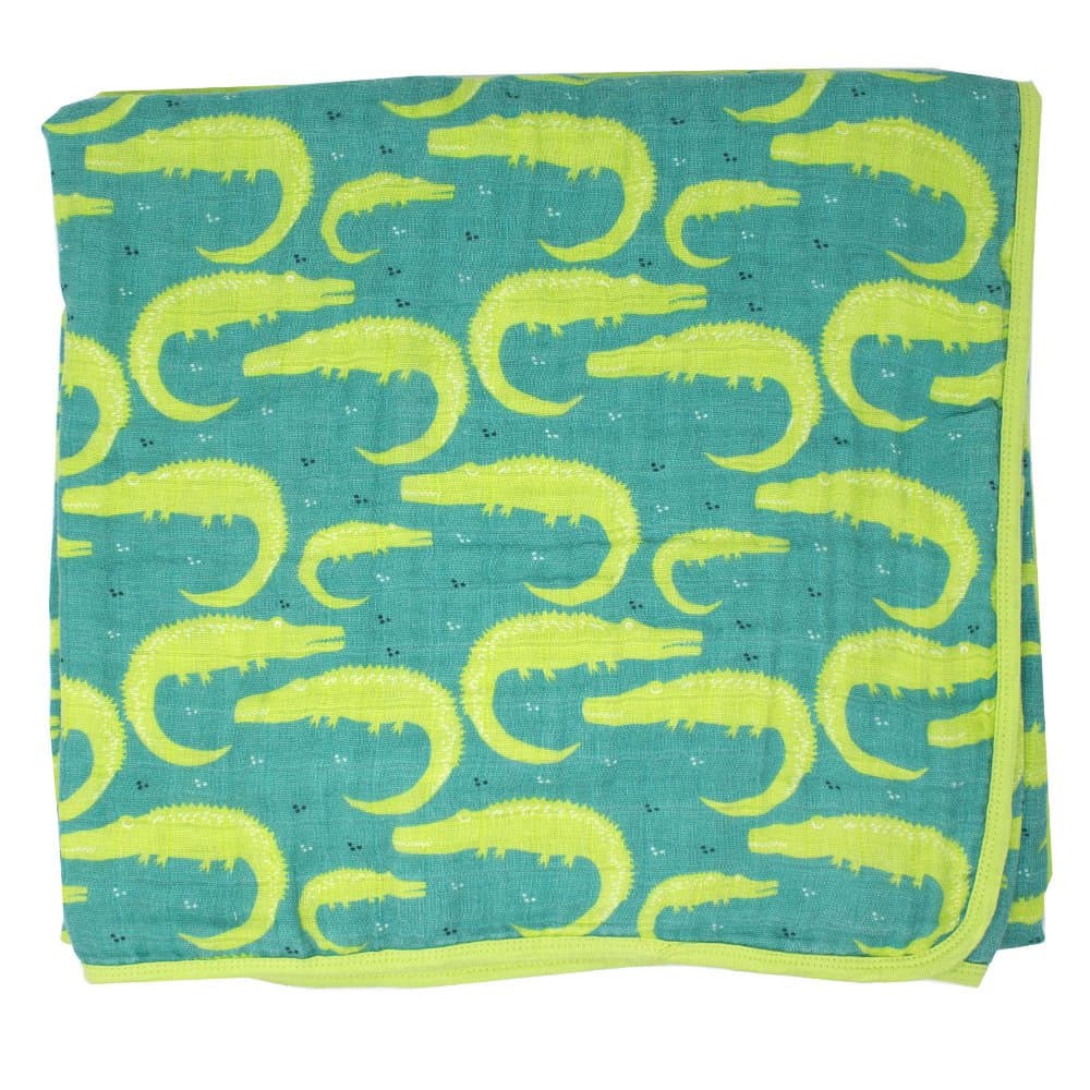 Emma & Noah Baby Snuggle Blanket, Extra Soft, 100% Cotton, Size: 120 x 120 cm, 6-layered, ideal as Baby Blanket, Blanket for Pram, Crib and Baby Bed, Nursing Cover (Crocodile)