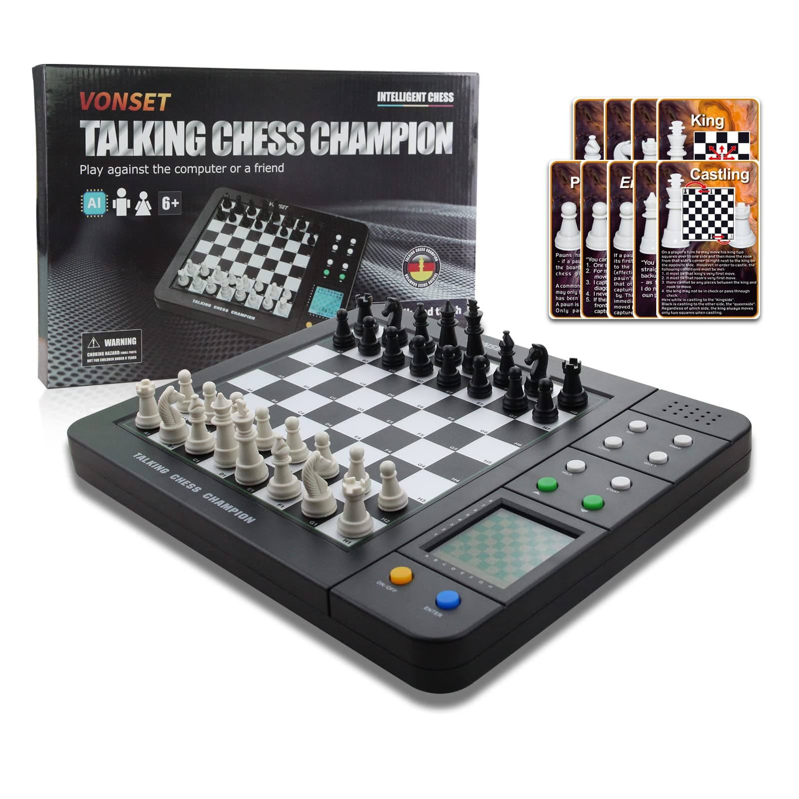 Electronic Chess Board M620 Magnetic Chess Set Chess Computer Intelligent Chessboard Electronic Chess Sets for Adults & Kids Travel Chess Game for Beginners Gift
