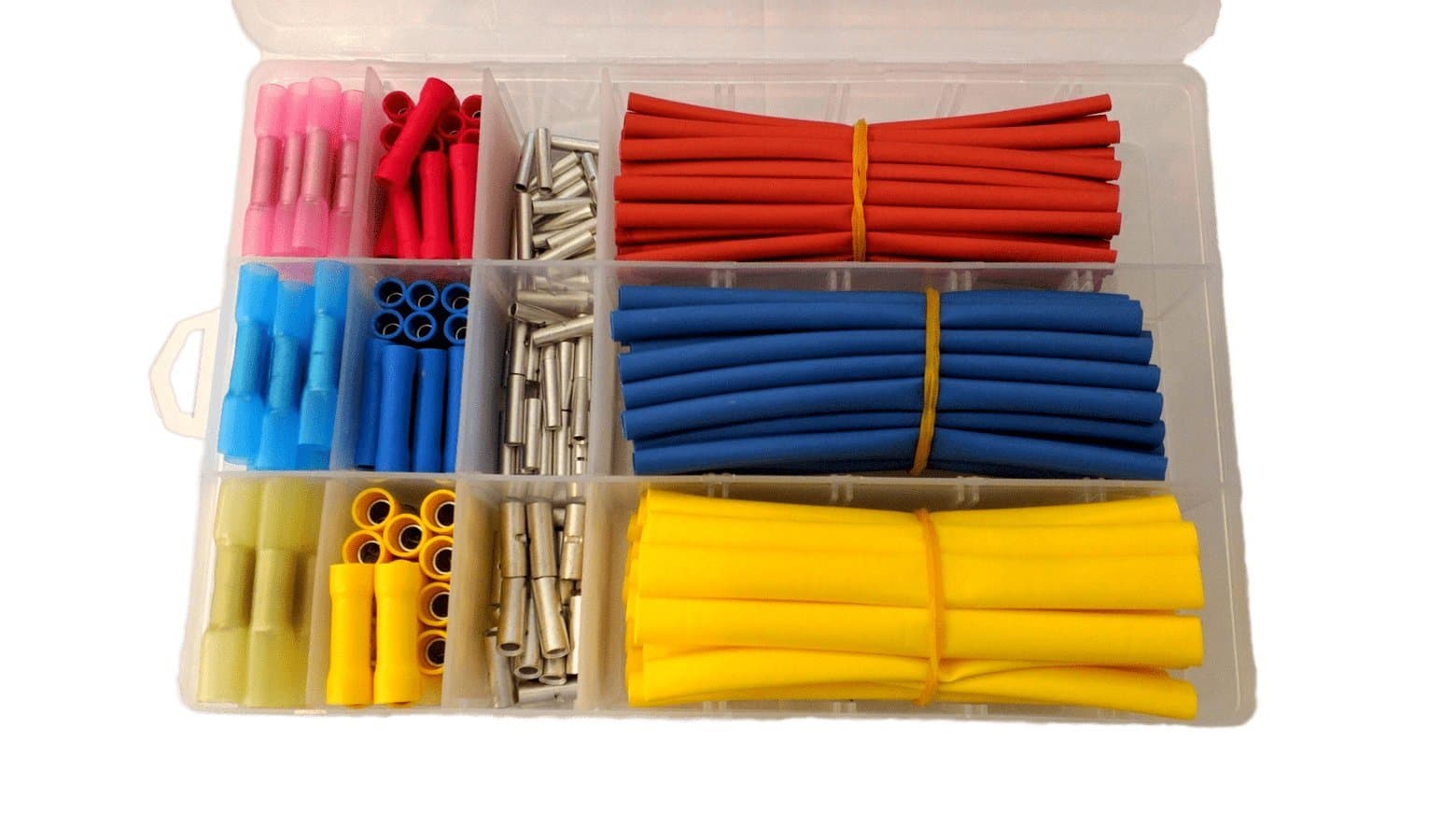 Butt Connector and Heat Shrink Tubing Kit, 270Pcs with Case. Best for Electrical, Marine and Automotive Wire. 165 Butt Connectors and 105Pcs Heat Shrink Tubing