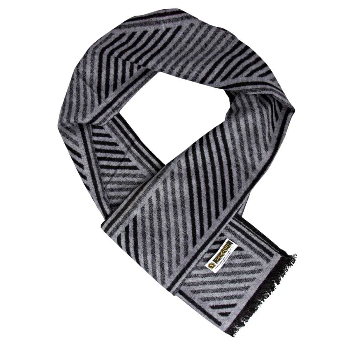 Sandory reversible Classic Styles, 12" x 72" Mens 100% Brushed Silk Scarf Cashmere feeling(bias stripes)