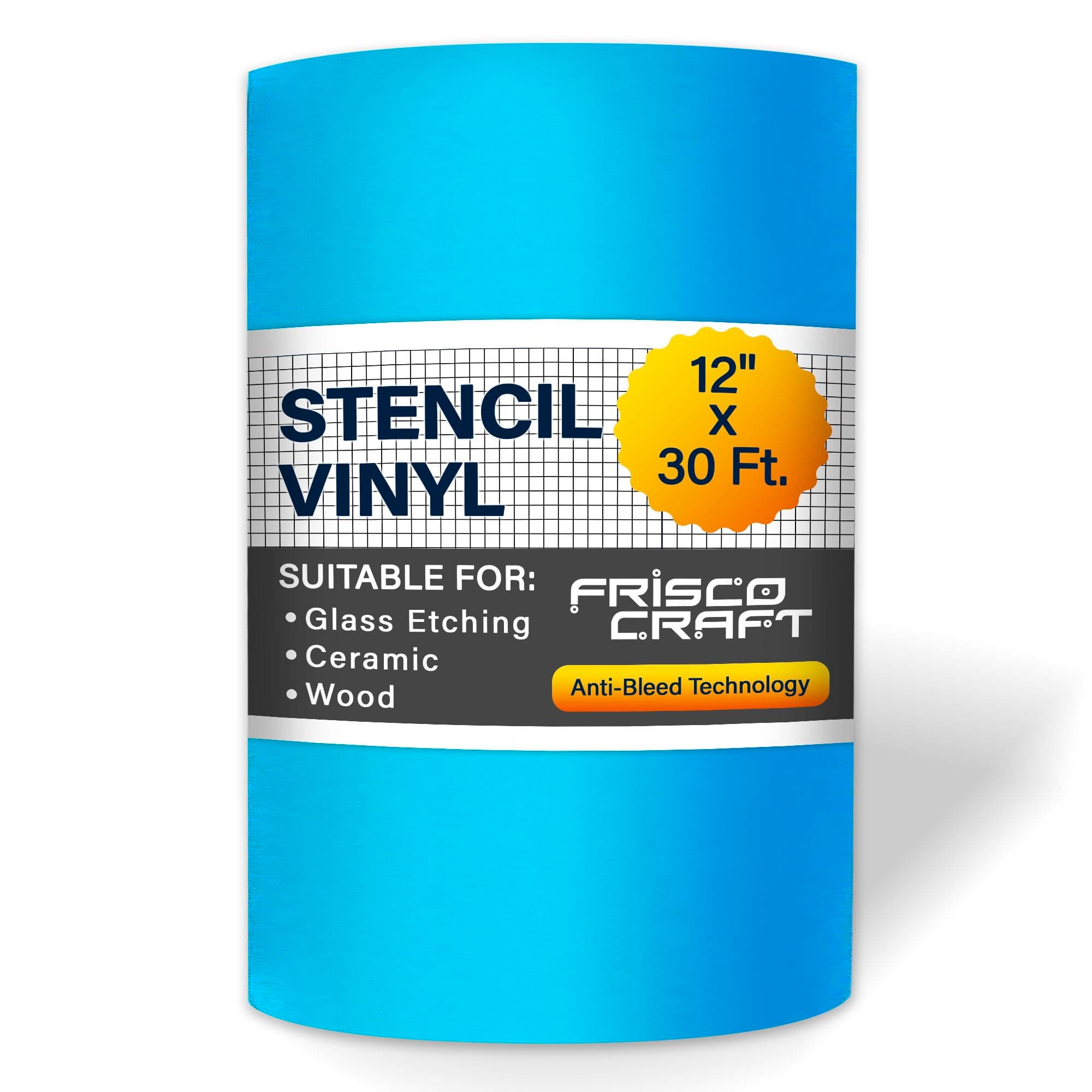 Stencil Vinyl Masking Film - Compatible Stencil Vinyl for Cricut Machine, Silhouette, Cameo - Blue Removable Sheet - Easy to use, No Residue, Multi-Purpose (12” x 30ft)