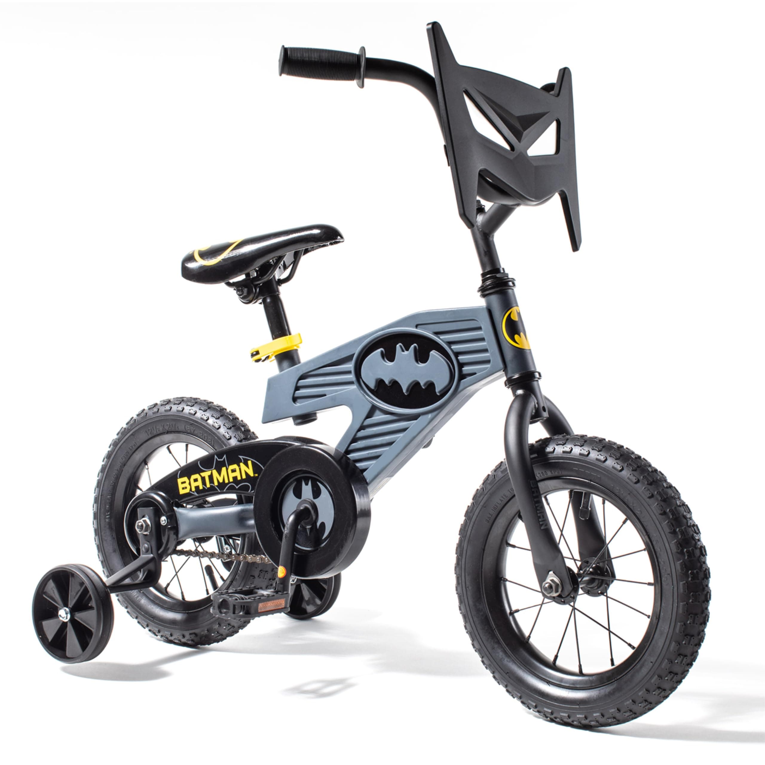 Batman 12 Inch Bike for Kids | Detachable Training Wheels for Safety and Balance | Pedal Powered Bicycle for Young Superheros | Perfect for Boys & Girls Gift | Adjustable Seat