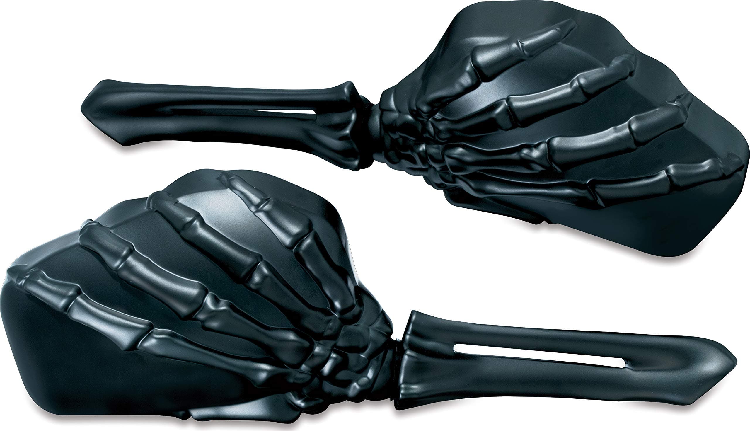 Kuryakyn 1758 Motorcycle Handlebar Accessory: Skeleton Hand Rear View Side Mirrors, Black Stems/Black Heads, 1 Pair