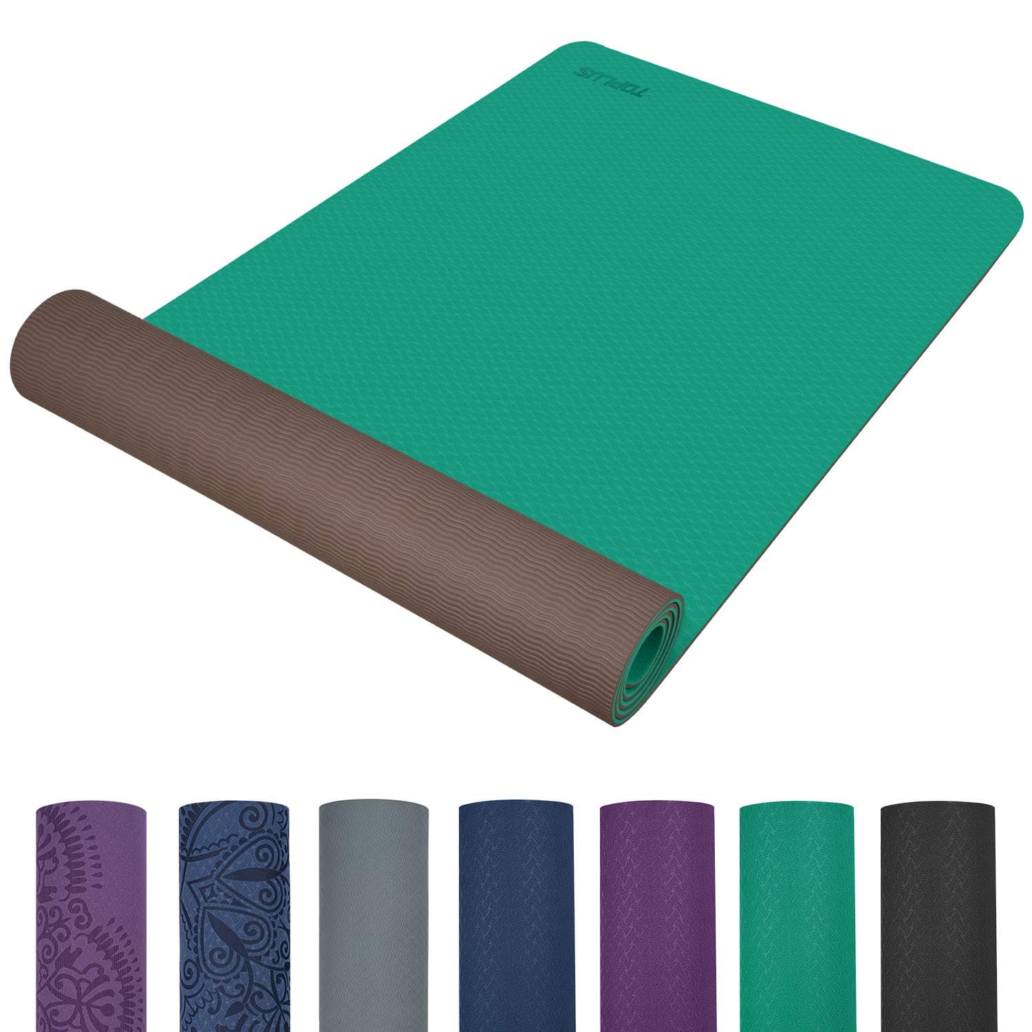 TOPLUS Yoga Mat, Classic Pro Yoga Mat TPE Eco Friendly Non Slip Fitness Exercise Mat with Carrying Strap-Workout Mat for Yoga, Pilates and Gymnastics 183 x 61 x 0.6CM (Green2)