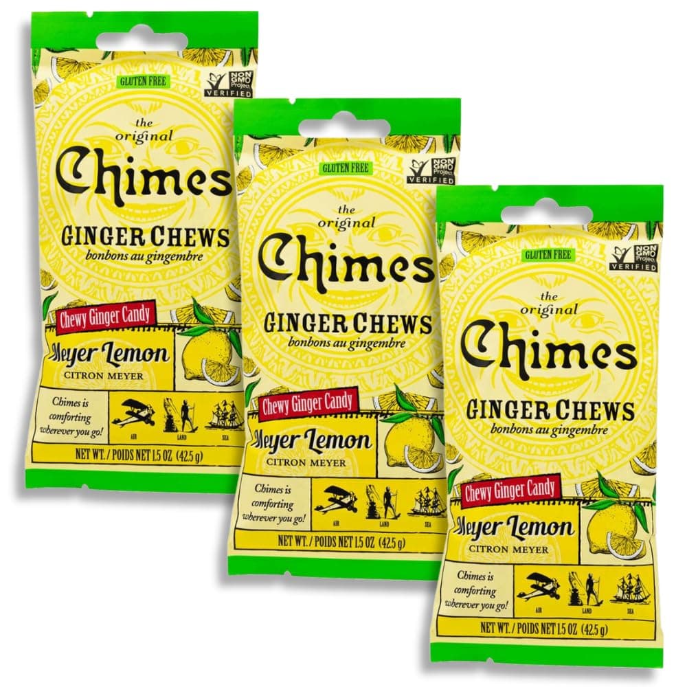 Seasonal Original Chimes Ginger Chews Meyer Lemon Chewy Candy, 1.5 Oz (Pack of 3)