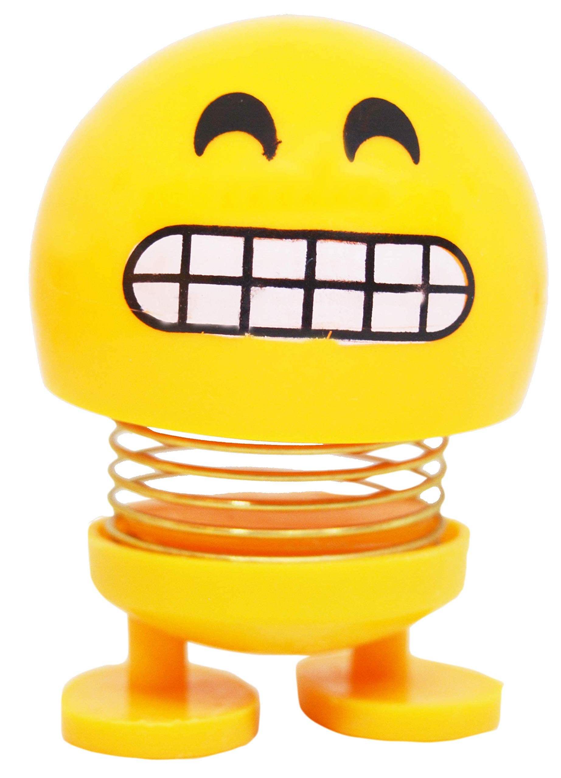 Saubhaya Global Emoji Face with Grimmacing Spring Doll, Cute Emoji Bobble Head. Emoticon Figure Funny Smiley Face Springs for Car Dashboard Expression Toys (1 Pc)