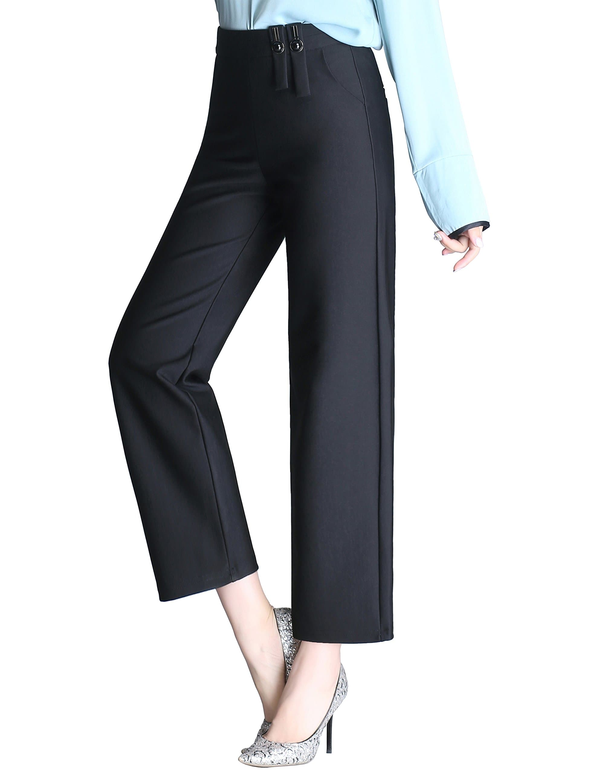 Lakebirds-Super Comfortable Women's Casual, Elastic Waist,Wide Leg Pants, Female Charm, Large:27.5"