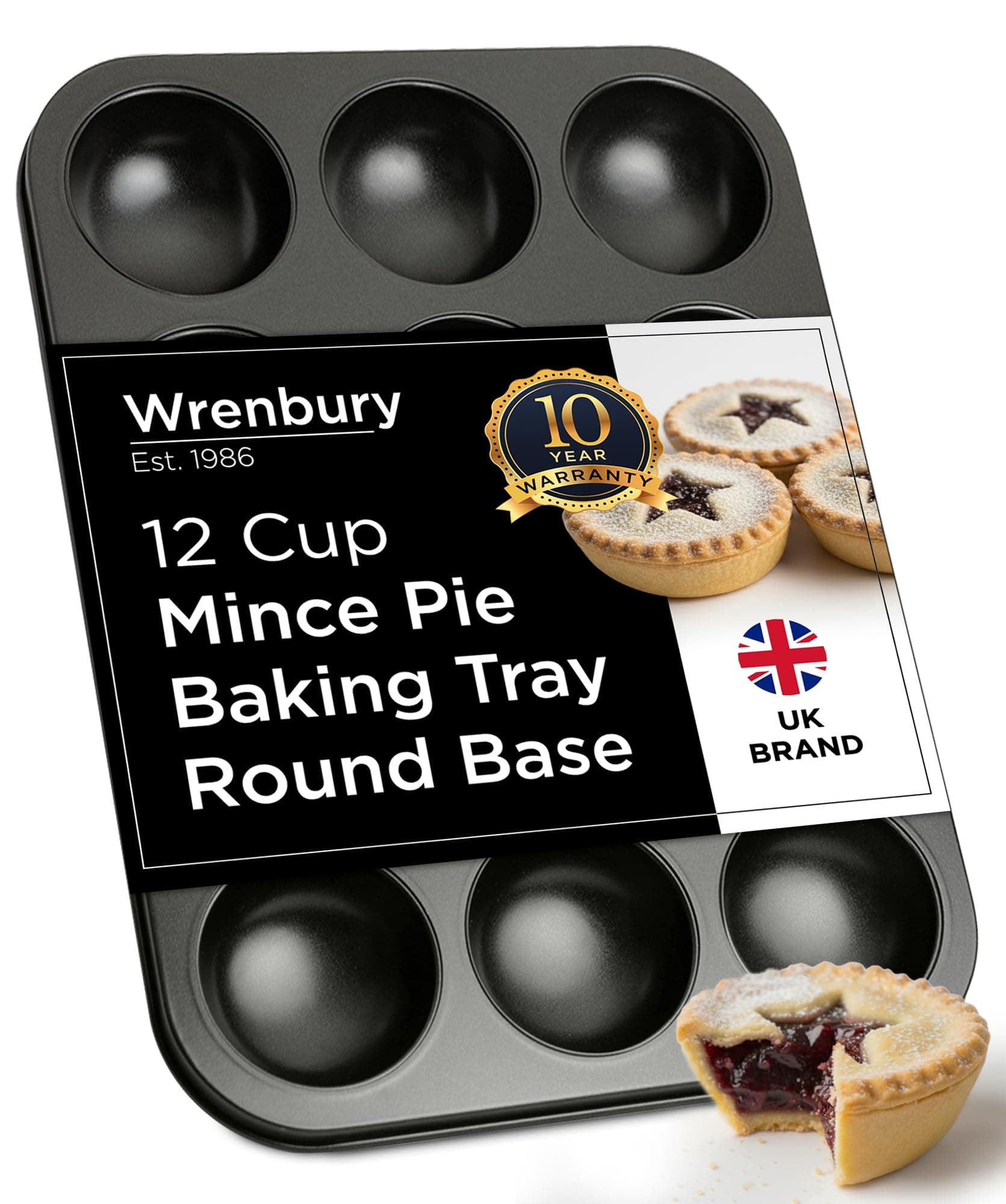 Mince Pie Baking Tray 12 Cup - Jam Tart Baking Tins - Commercial Grade Premium Non Stick Carbon Steel - Food Safe Easy Clean Shallow Fairy Bun Tins - Baking Patty Tart Tray