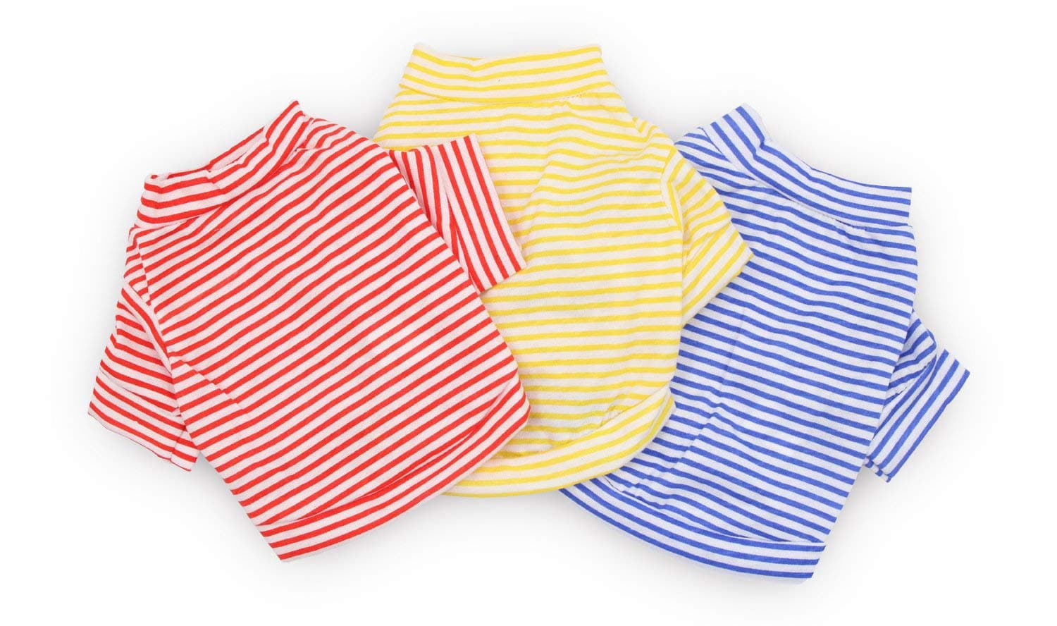 DroolingDogDog Clothes Pet Striped T-Shirt Plain Puppy Apparel for Small Dogs, XS, Pack of 3