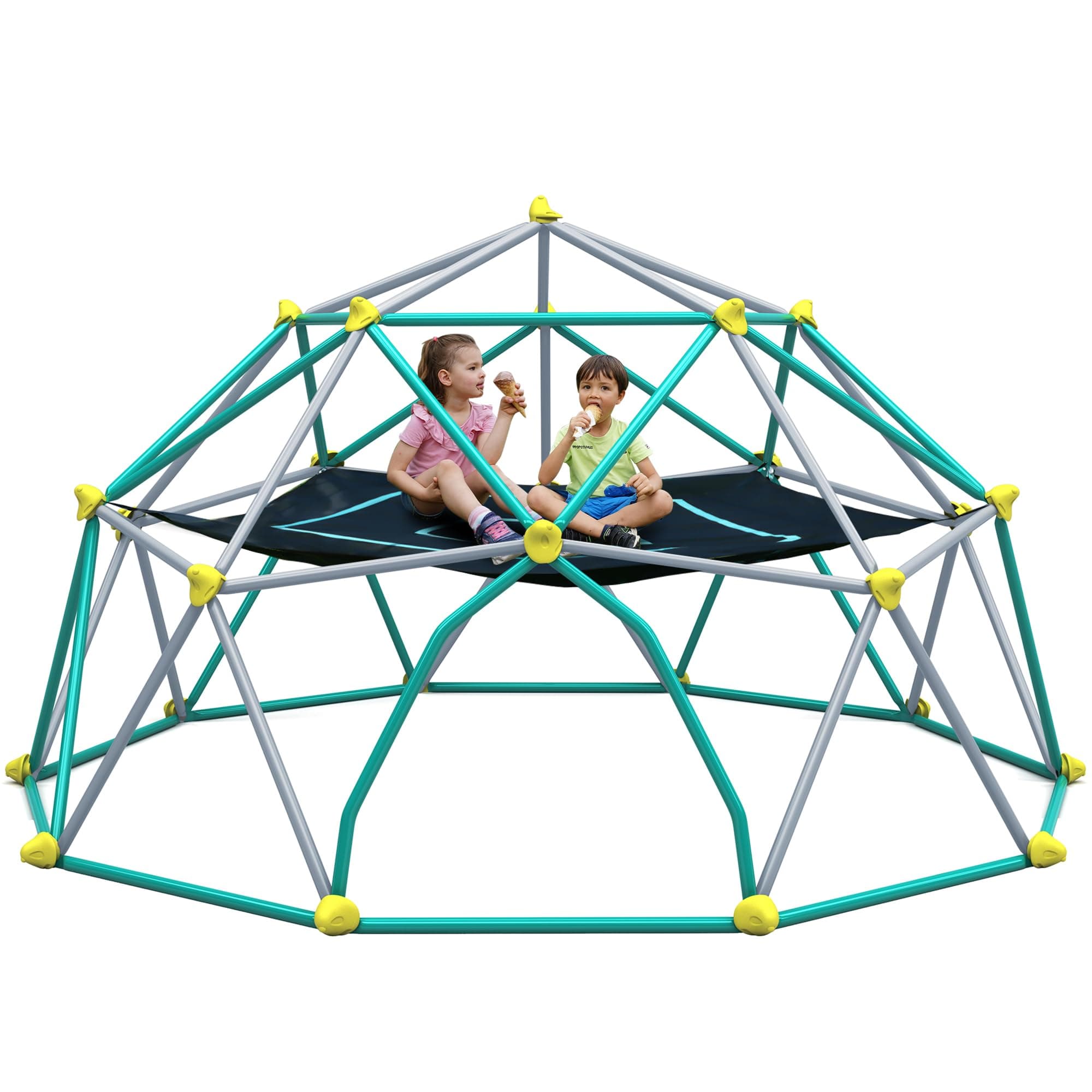 Merax 13FT Climbing Dome with Hammock, Outdoor Geometric Dome Climber Play Center for Kids 3-10 Supporting 1000 lbs, Easy Assembly Jungle Gym