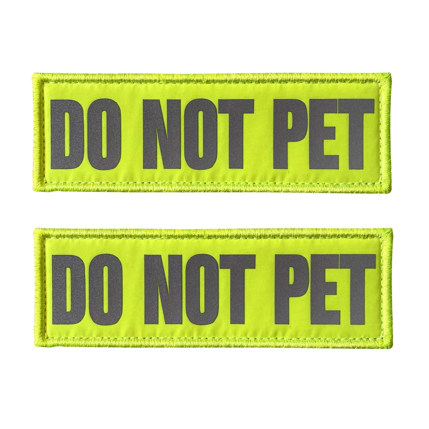 JUJUPUPS Reflective Dog Patches 2 Pack Service Dog,in Training,do not Pet Tags for Hook and Loop Patches Vests and Harnesses (DO NOT PET, 6x2 inch)