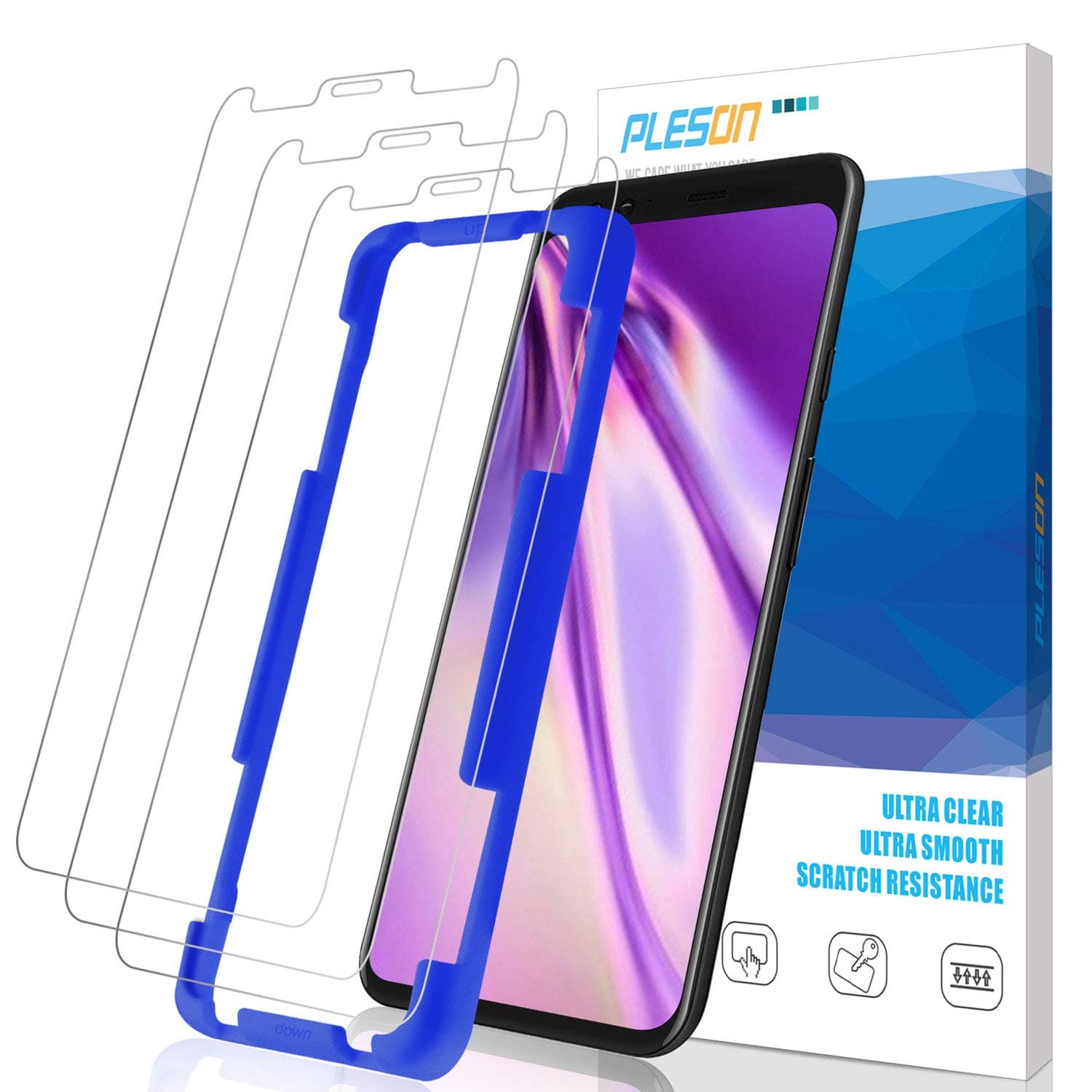 Pleson Google Pixel 4 XL Screen Protector [3 Pack], [Easy Install] [LIFETIME Replacement] [Case Friendly] Full Coverage/Bubble Free/HD Clear Tempered Glass Screen Protector Film for Google Pixel 4 XL