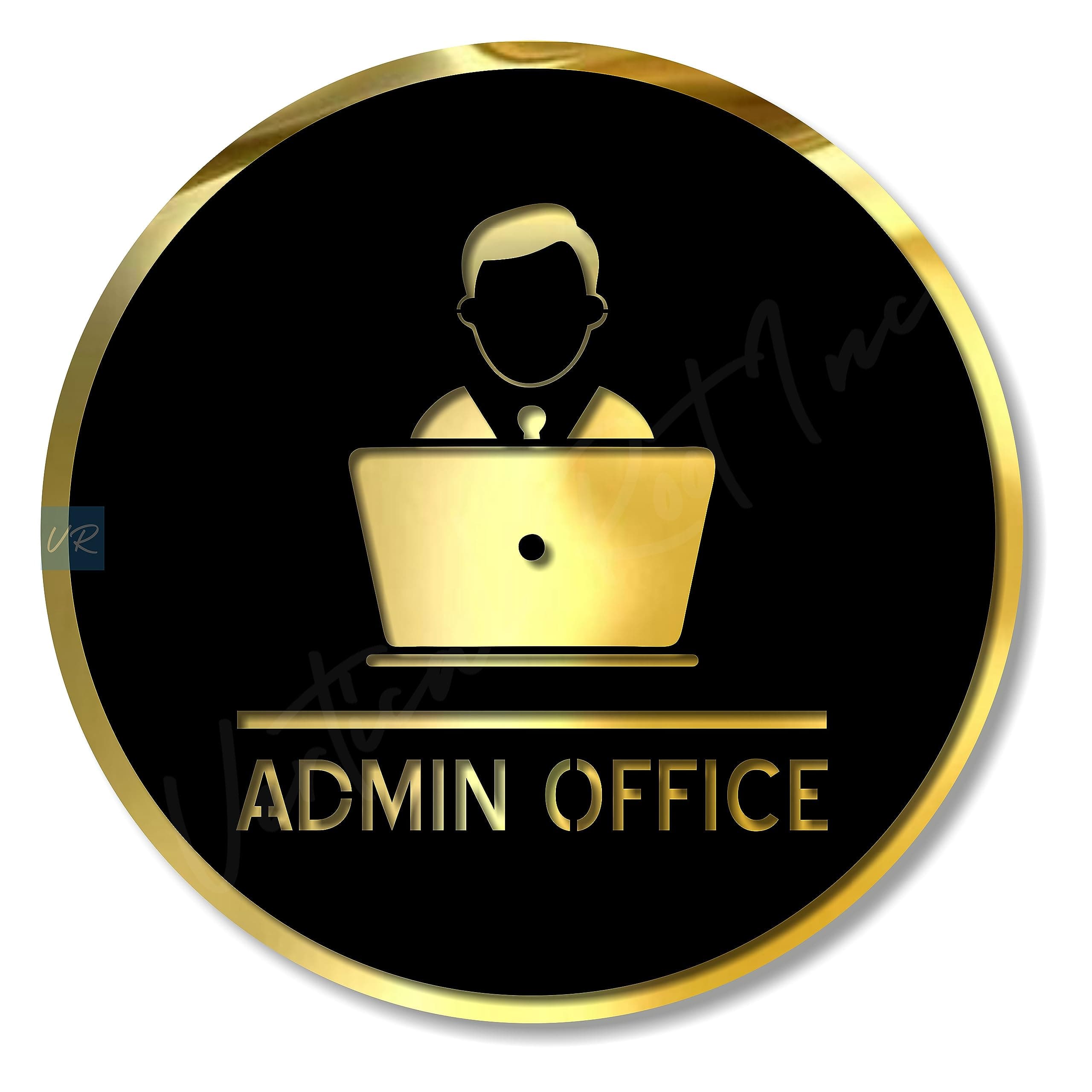 Premium Black Gold Finish AcrylicADMIN Office Door Sign Easy to Mount 3M Self-Adhesive Tape Signage for Hotel Office Resort Society Corporate Business Hospital