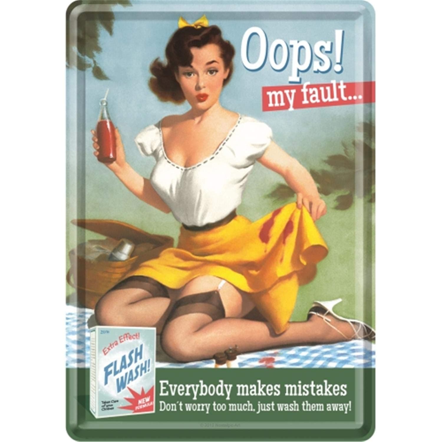 Nostalgic Art 10189 Say it 50's Oops! My Fault!, Blechpostkarte, 10 x 14 cm