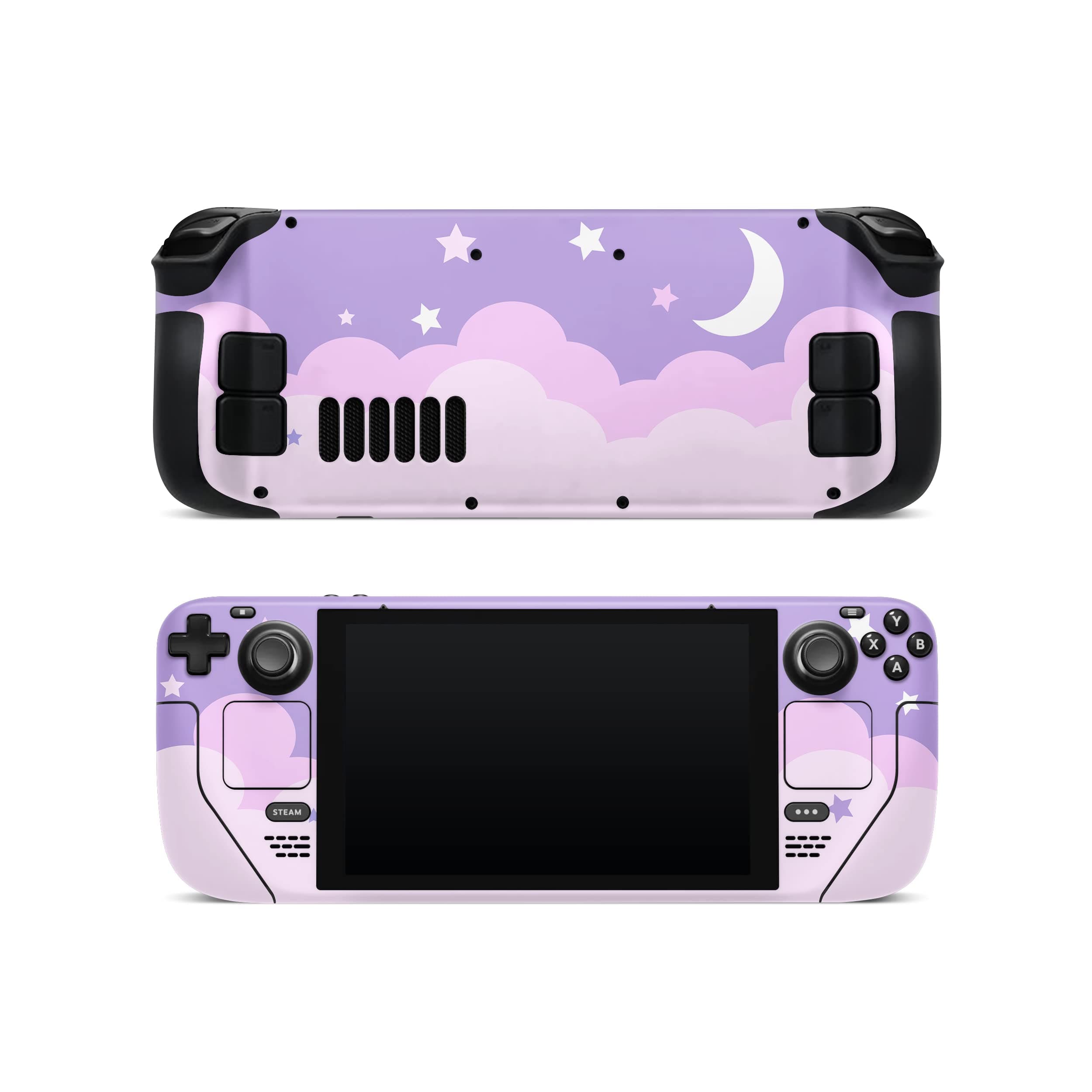 ZOOMHITSKINS Compatible with Steam Deck Skins, Pastel Purple Moon Star Cloud Kawaii Anime Cute, Protective Skin Wrap Set for Valve Steam Deck Accessories, Durable 3M Vinyl Decal, Made in The USA