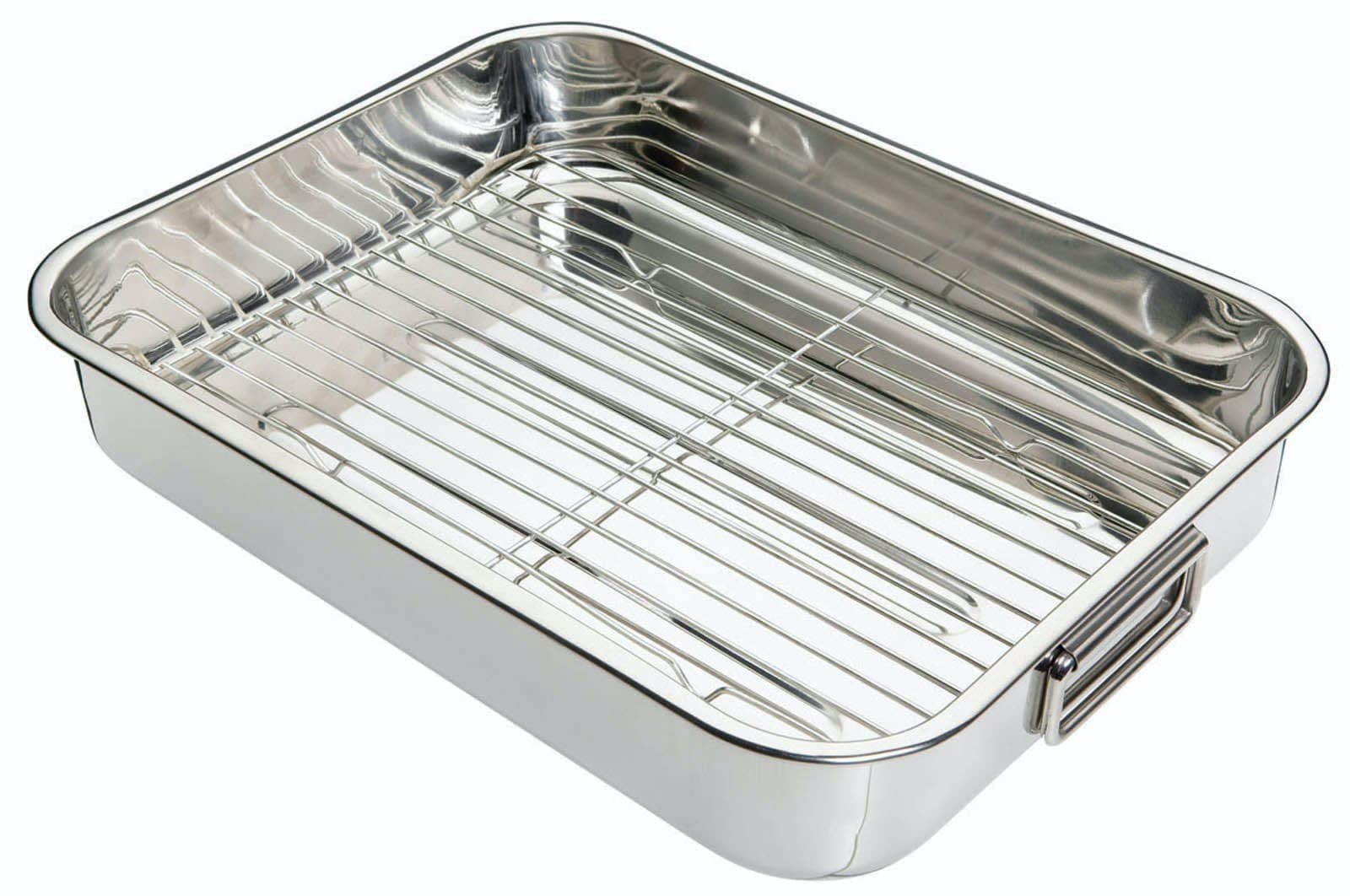 KitchenCraft Stainless Steel Roasting Pan with Rack 43x31x7cm, Sleeved