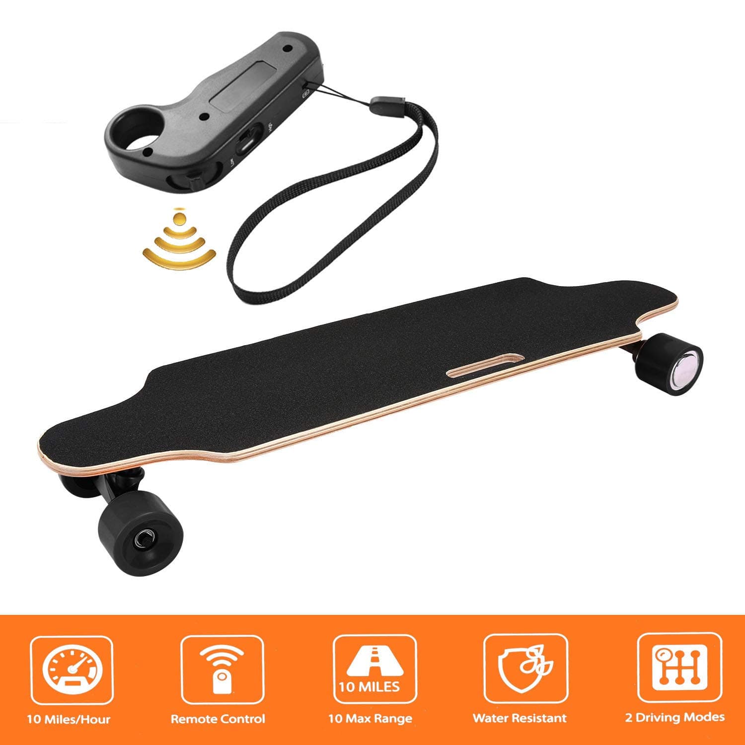 commors Electric Skateboard 2.9" Wheels Longboard with Wireless Remote Controller 7 Layers Maple Longboard with 20KM/H Top Speed for Kids Boys Youths Beginners (Black)