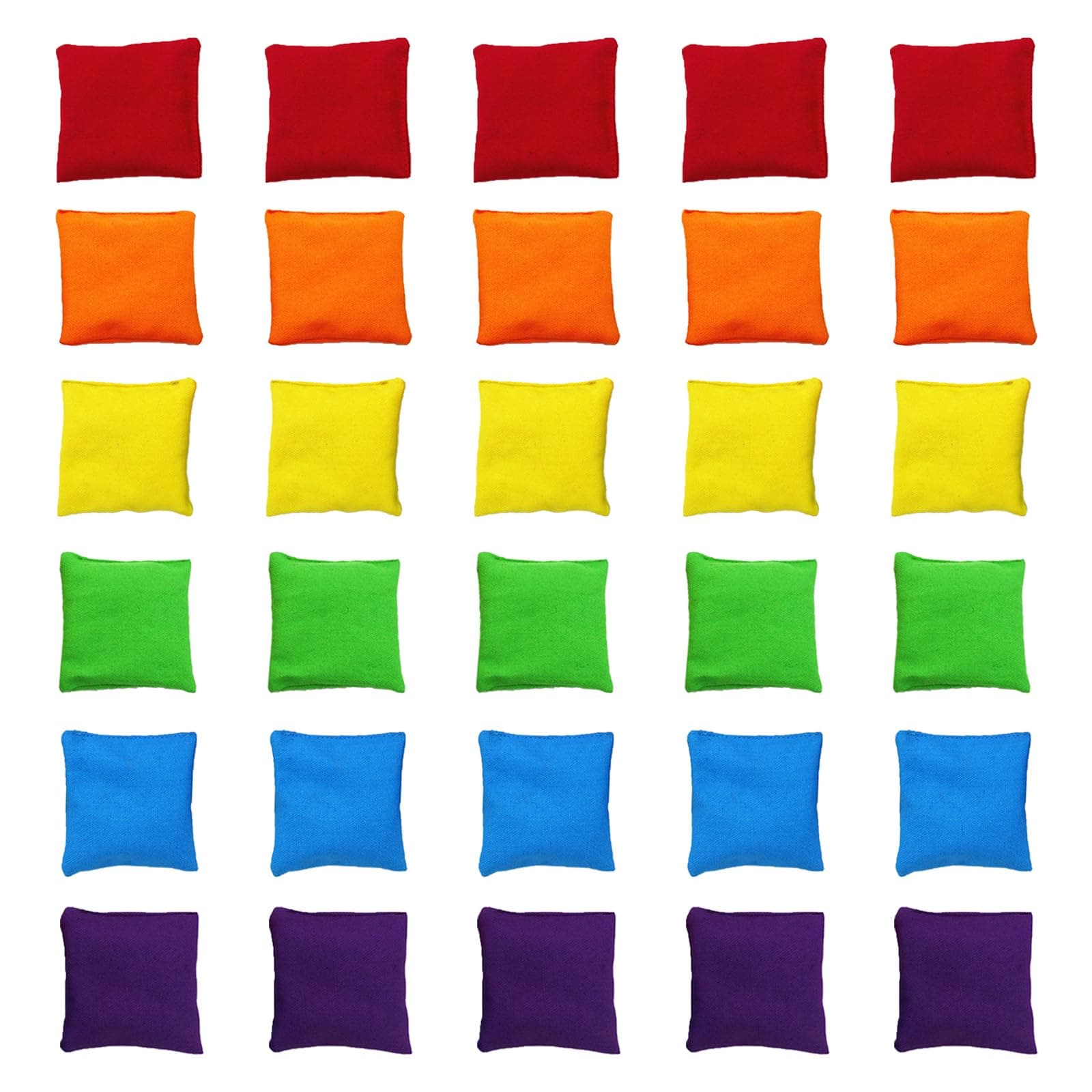 Bean Bags Kids Throwing, 30 pcs 5cm*5cm Small Bean Bag Toss for Hand Toss Cornhole Game Outdoor Family Party Activities(6 Colours)