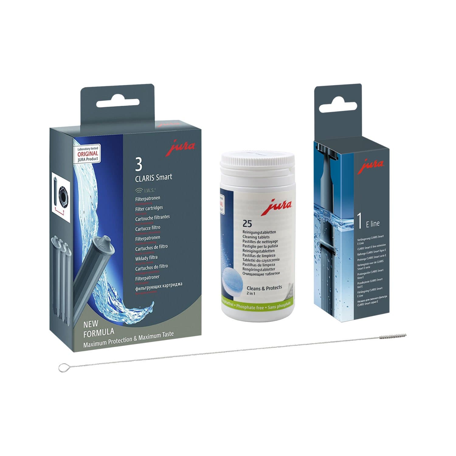 Jura Claris QUVIDO/Pack of 1 Set of 3 Smart Smart Extender + Cleaning Brush + Jura Claris Jura Cleaning Tablets Pack of 25