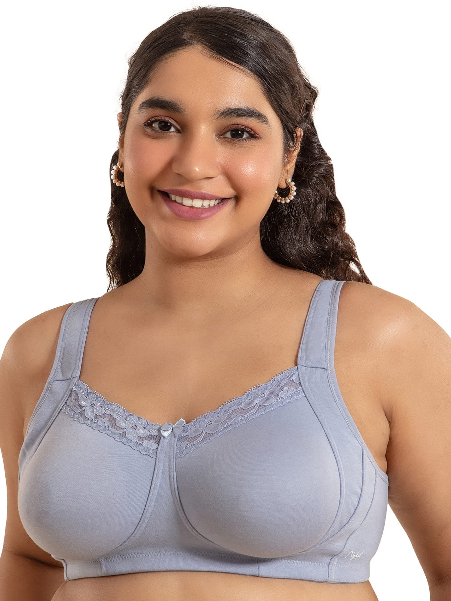 NYKDWomen's Cotton Non-Padded Wire Free Casual Full Coverage Bra