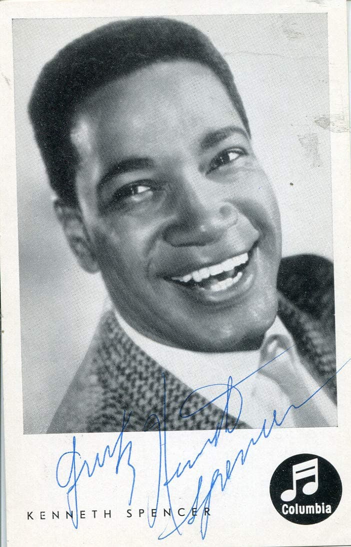Kenneth Spencer (+) autograph,OPERA SINGER and actor, signed promo card