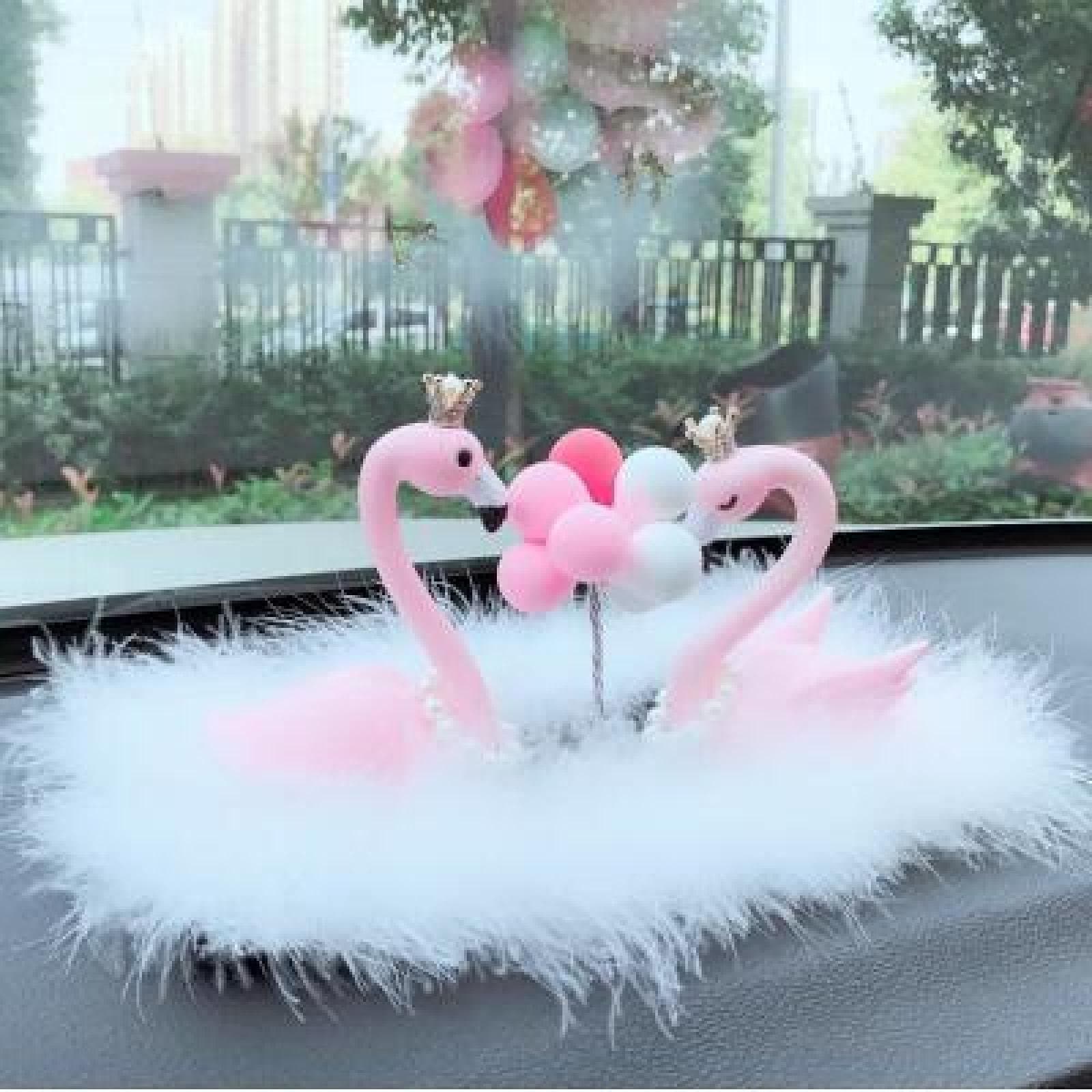 NYSJLONG Car Decoration Car Ornament Flamingo Feather Toy Dolls Cute Decoration Balloon Automobile Interior Dashboard Accessories Lovely Women Gift