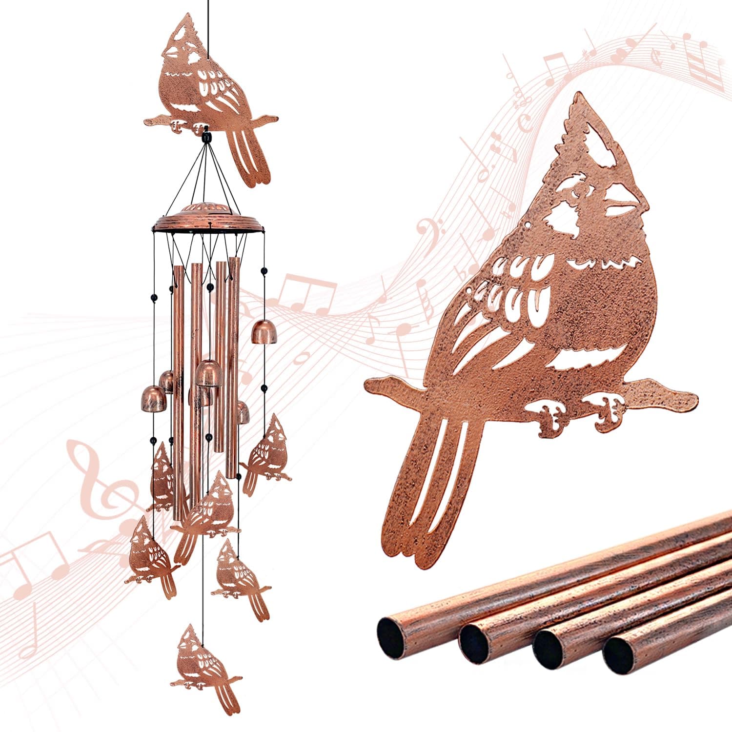 Cardinal Wind Chimes for Outside,Cardinal Gifts for Women/Men/Sympathy Gift/Memorial/Festival Birthday Gifts Metal windchimes Outdoors/Indoors,Patio Decor,Garden Decor,Yard,Home,Porch